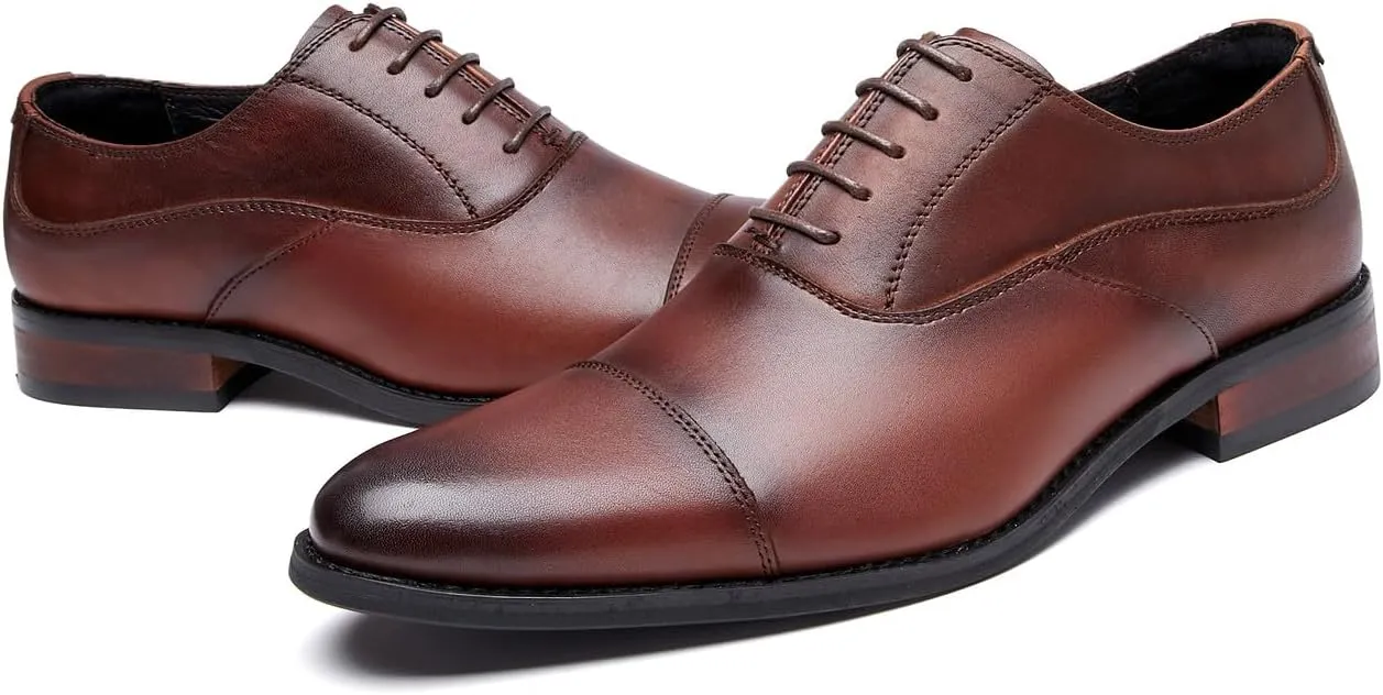 Santimon Men's Oxfords Formal Dress Derby Genuine Leather Wingtip Oxfords Shoes Fashion Business Casual Tuxedo Shoes