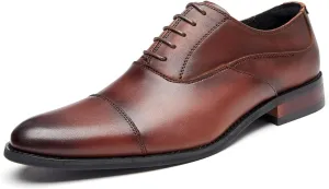 Santimon Men's Oxfords Formal Dress Derby Genuine Leather Wingtip Oxfords Shoes Fashion Business Casual Tuxedo Shoes