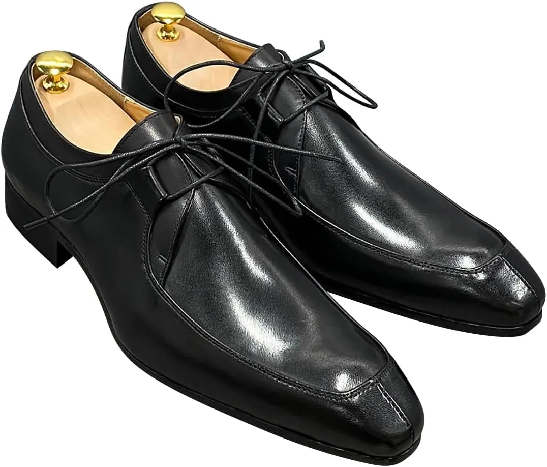 Santimon Mens Oxfords Formal Dress Genuine Leather Handmade Casual Derby Wedding Tuxedo Fashion Walking Shoes for Men