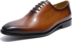Santimon Men's Oxfords Formal Dress Leather Whole Cut Derby Tuxedo Wedding Fashion Business Casual Prom Ssuit Shoes Comfortable Walking Shoes for Men