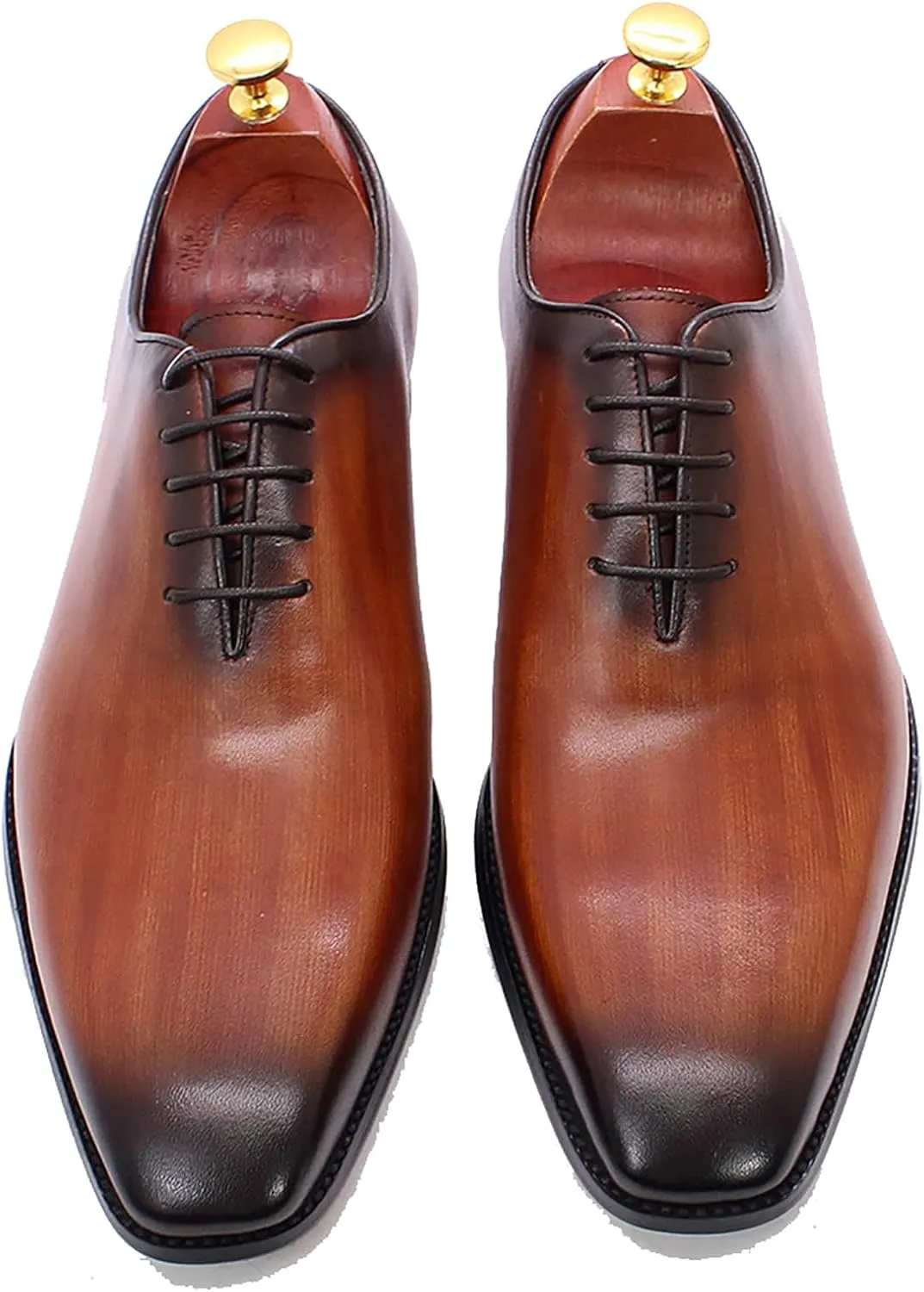 Santimon Men's Oxfords Formal Dress Leather Whole Cut Derby Tuxedo Wedding Fashion Business Casual Prom Ssuit Shoes Comfortable Walking Shoes for Men