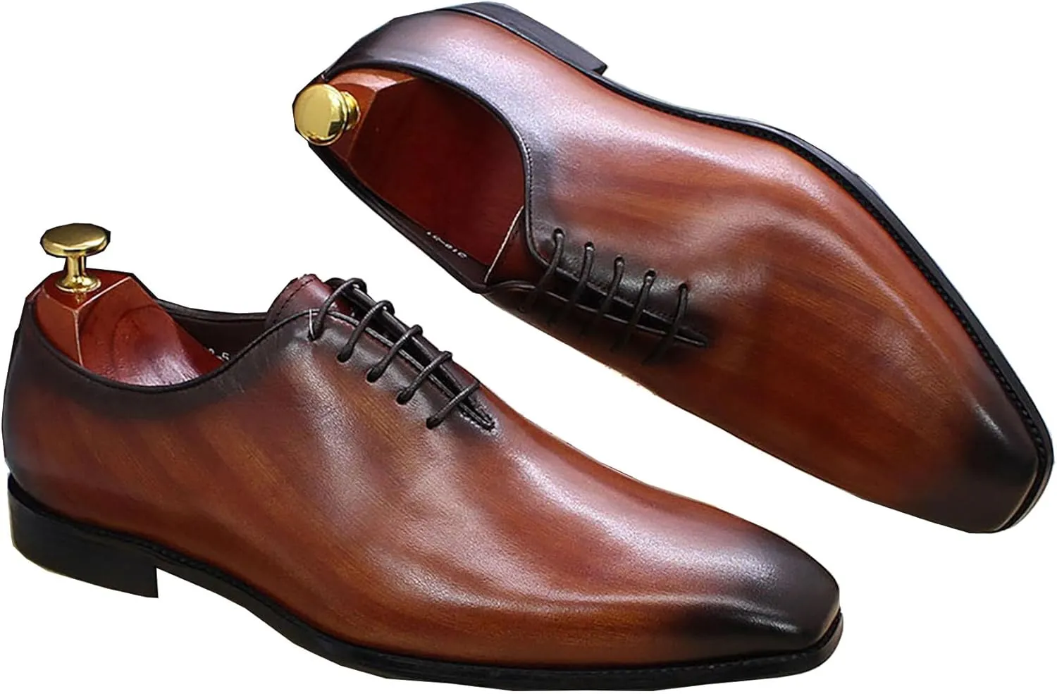 Santimon Men's Oxfords Formal Dress Leather Whole Cut Derby Tuxedo Wedding Fashion Business Casual Prom Ssuit Shoes Comfortable Walking Shoes for Men