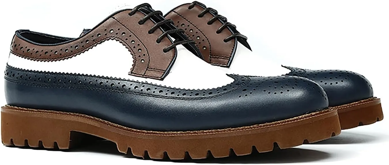Santimon Men's Oxfords Formal Dress Leather Wingtip Oxford Fashion Business Wedding Prom Tuxedo Casual Derby Walking Shoes for Men