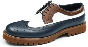 Santimon Men's Oxfords Formal Dress Leather Wingtip Oxford Fashion Business Wedding Prom Tuxedo Casual Derby Walking Shoes for Men