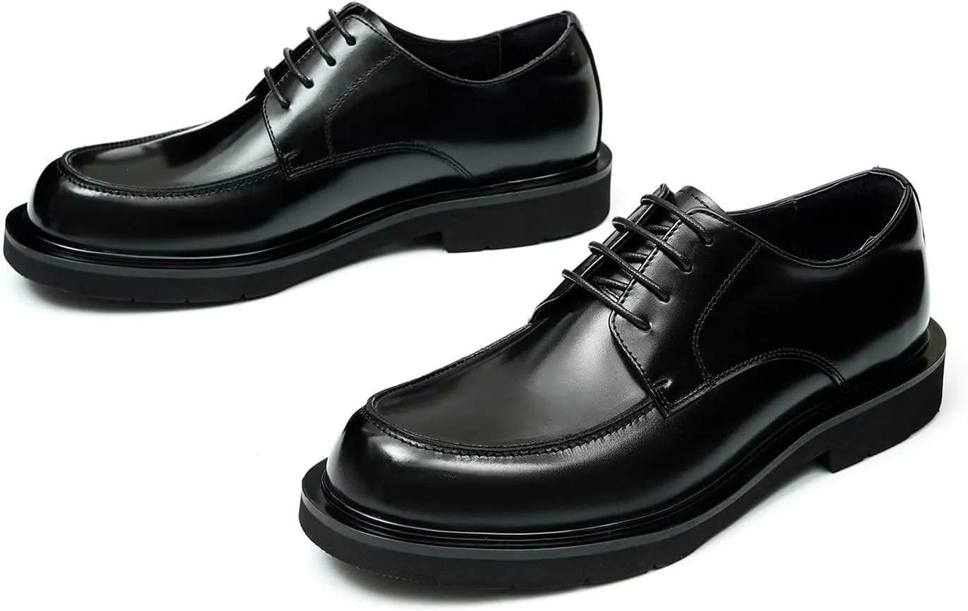 Santimon Oxfords for Men Formal Dress Suit Shoes Genunie Leather Plain Toe Modern Prom Derby Mens Fashion Tuxedo Wedding Dress Business Causal Lightweight Comfortable Shoes
