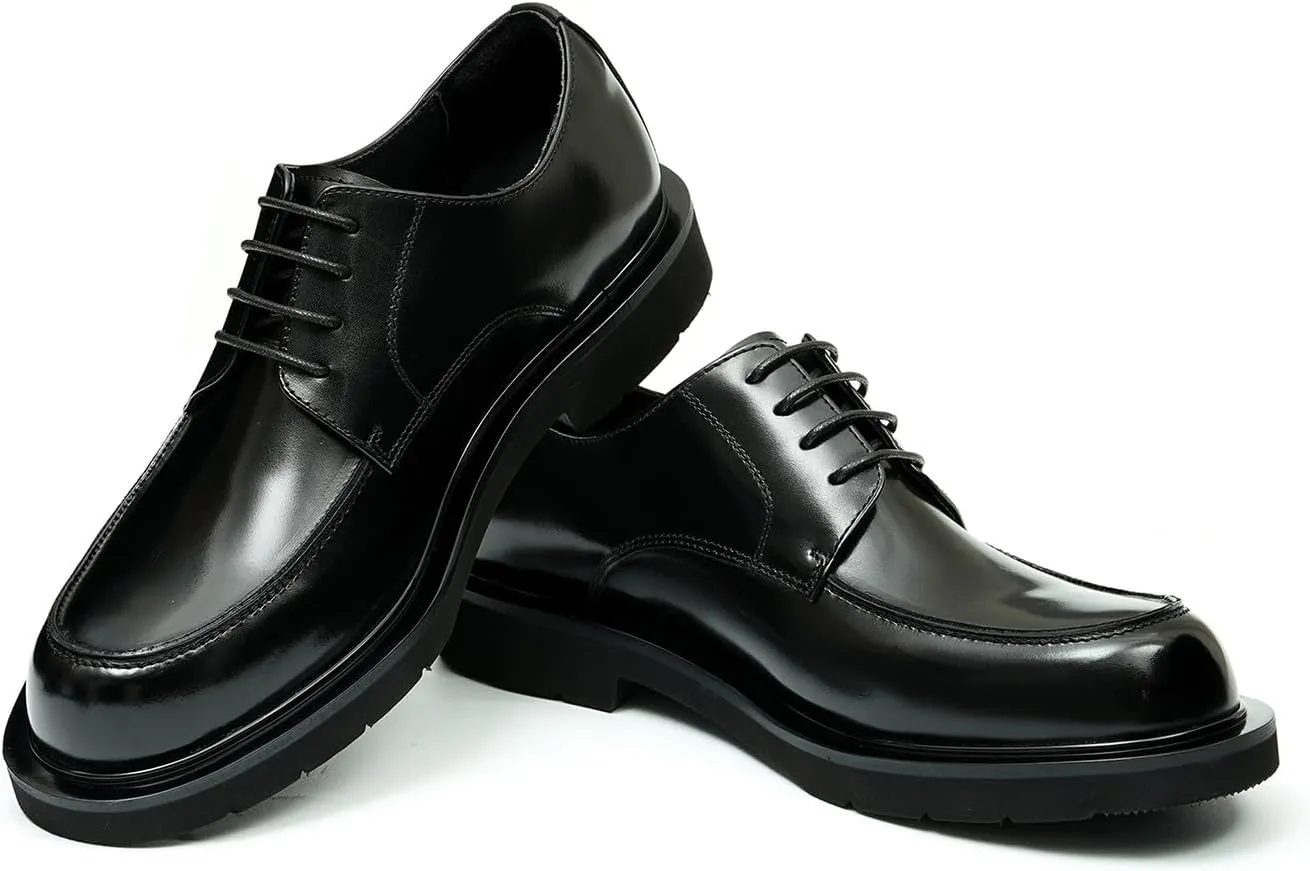 Santimon Oxfords for Men Formal Dress Suit Shoes Genunie Leather Plain Toe Modern Prom Derby Mens Fashion Tuxedo Wedding Dress Business Causal Lightweight Comfortable Shoes