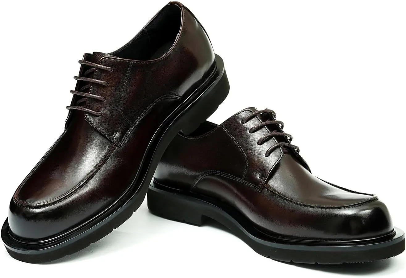 Santimon Oxfords for Men Formal Dress Suit Shoes Genunie Leather Plain Toe Modern Prom Derby Mens Fashion Tuxedo Wedding Dress Business Causal Lightweight Comfortable Shoes