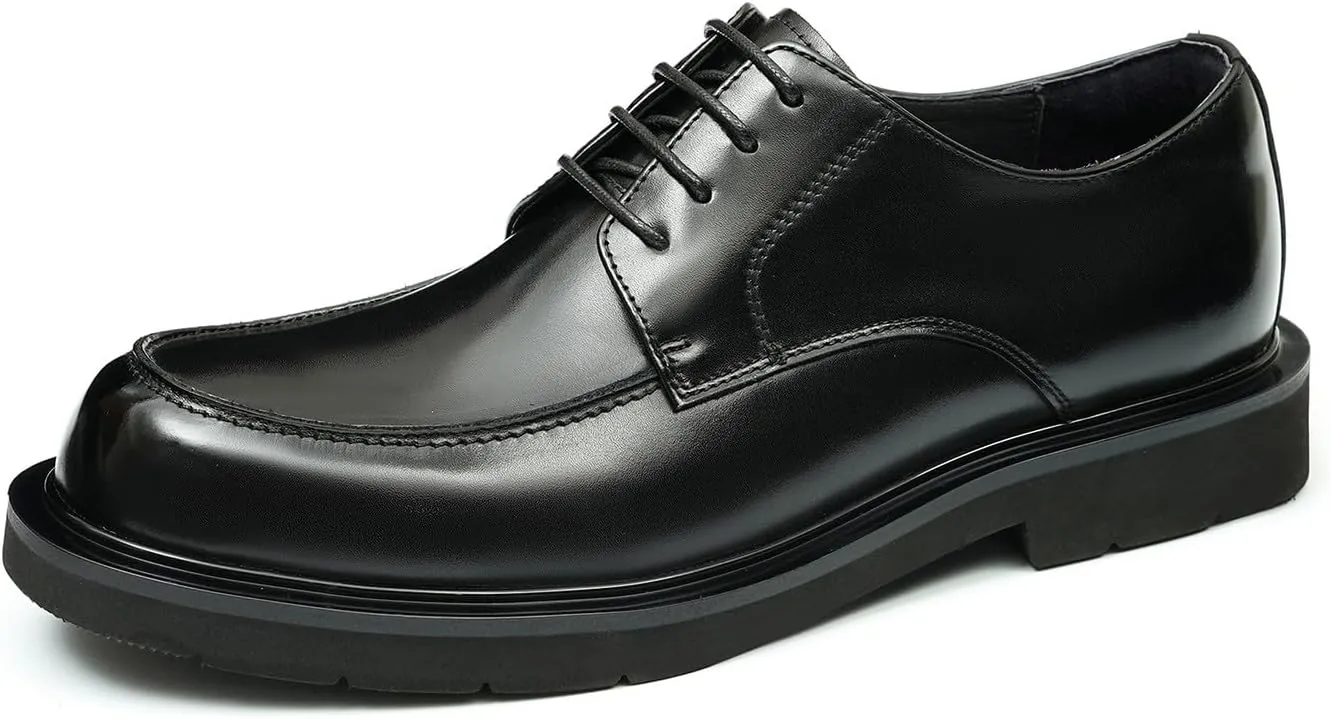 Santimon Oxfords for Men Formal Dress Suit Shoes Genunie Leather Plain Toe Modern Prom Derby Mens Fashion Tuxedo Wedding Dress Business Causal Lightweight Comfortable Shoes