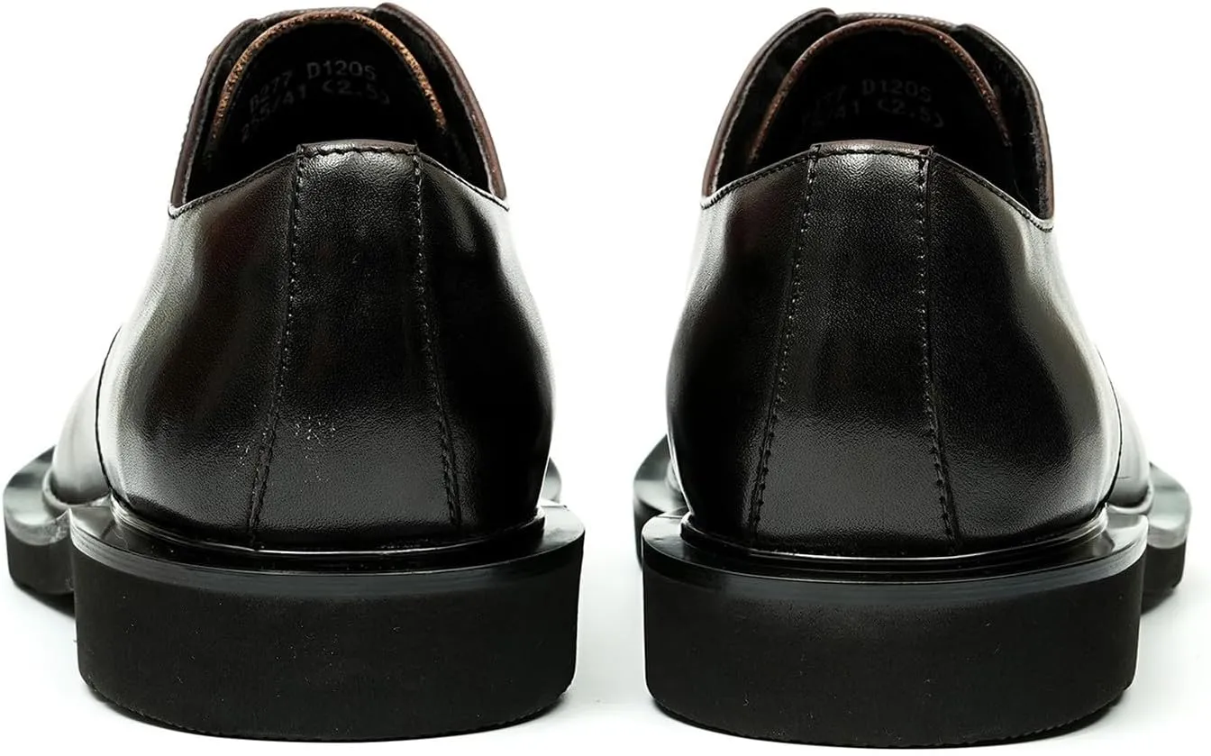 Santimon Oxfords for Men Formal Dress Suit Shoes Genunie Leather Plain Toe Modern Prom Derby Mens Fashion Tuxedo Wedding Dress Business Causal Lightweight Comfortable Shoes
