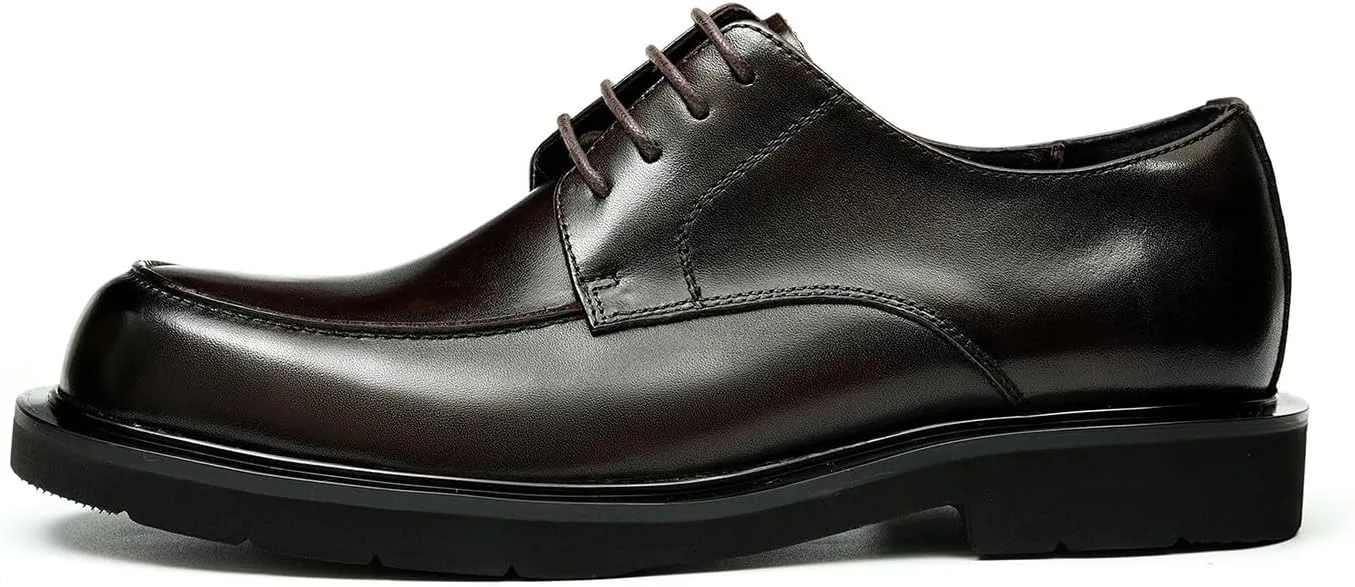 Santimon Oxfords for Men Formal Dress Suit Shoes Genunie Leather Plain Toe Modern Prom Derby Mens Fashion Tuxedo Wedding Dress Business Causal Lightweight Comfortable Shoes