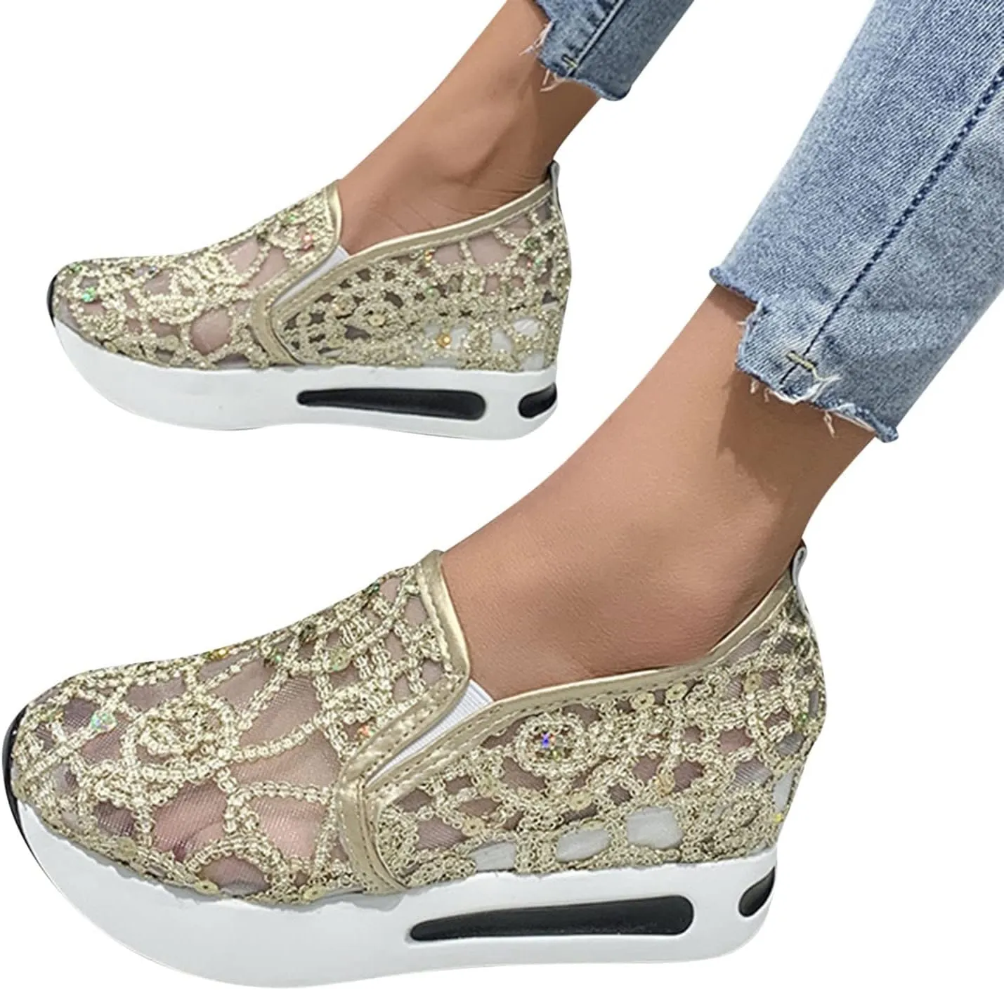 SBGMoSJ Casual Sneakers for Women Women's Plantar Fasciitis Shoes Wide Width Slip On Canvas Shoes for Women Wide Womens Sneakers Size 11 Wide Width Zapatillas para Mujer Elegantes