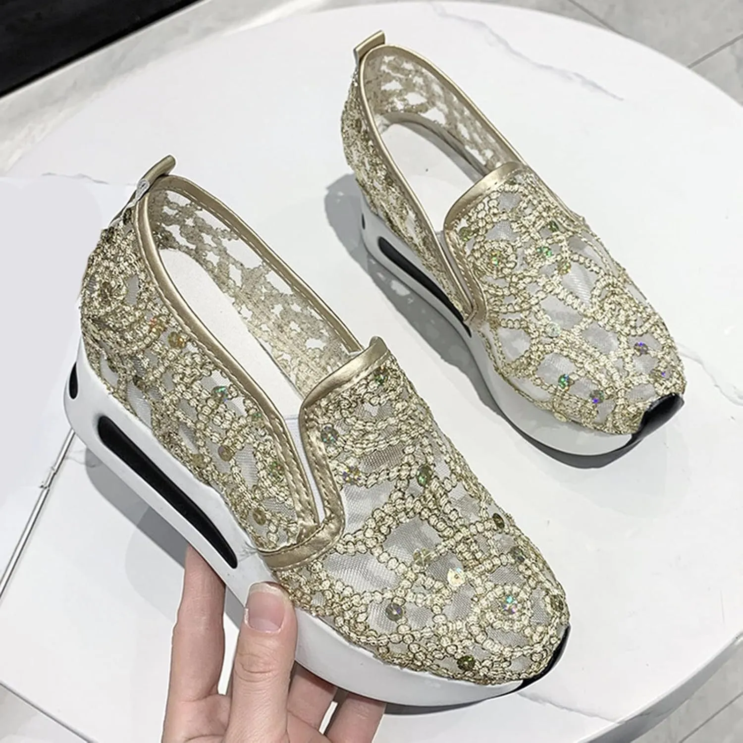 SBGMoSJ Casual Sneakers for Women Women's Plantar Fasciitis Shoes Wide Width Slip On Canvas Shoes for Women Wide Womens Sneakers Size 11 Wide Width Zapatillas para Mujer Elegantes