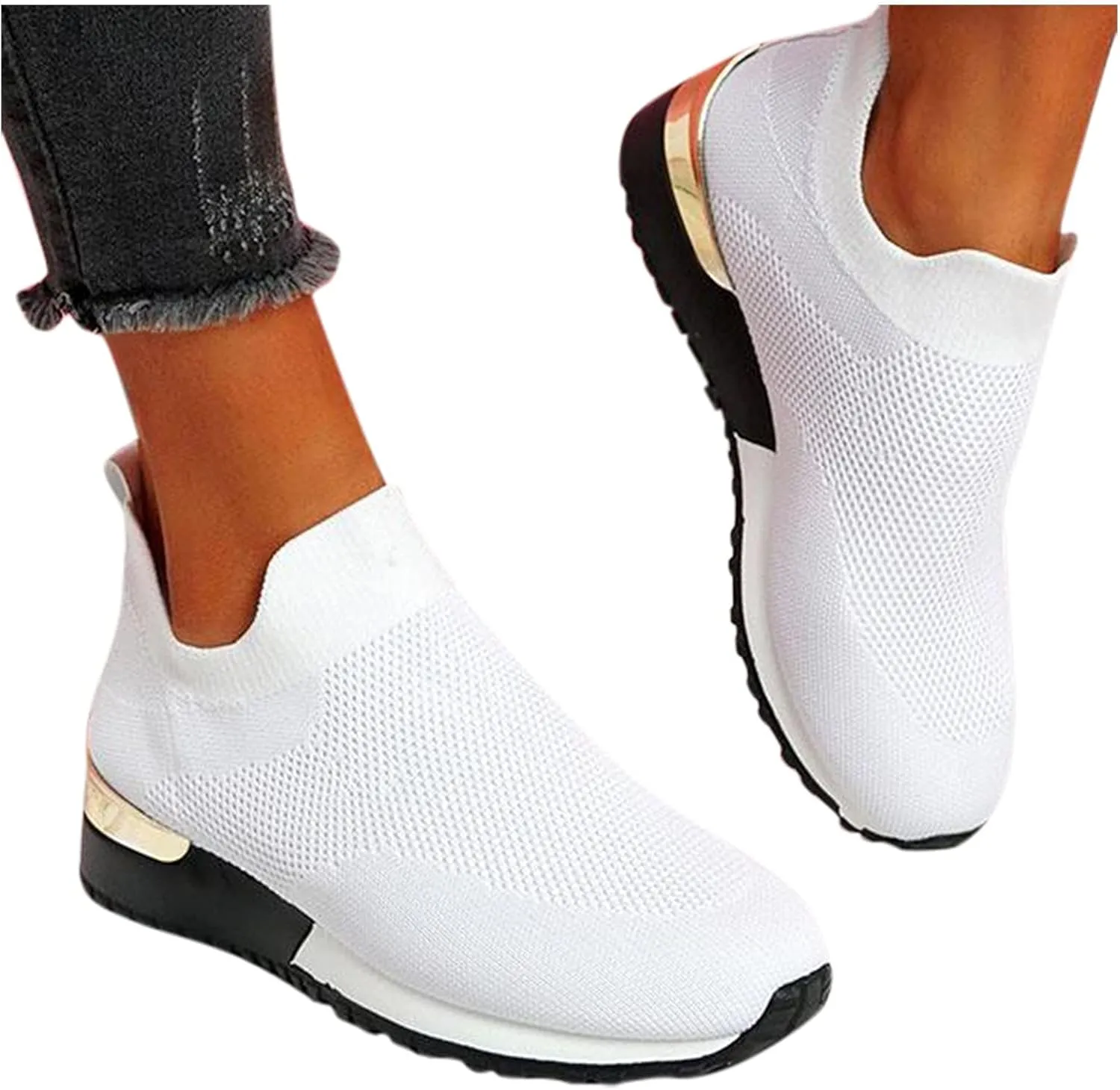 SBGMoSJ Chunky Sneakers for Women Trendy Zapato Antiderrapante para Mujer Casual Shoes for Women 2023 Trendy White Sneakers Slip Ons for Women Platform Zapatos para Embarazadas Comodos
