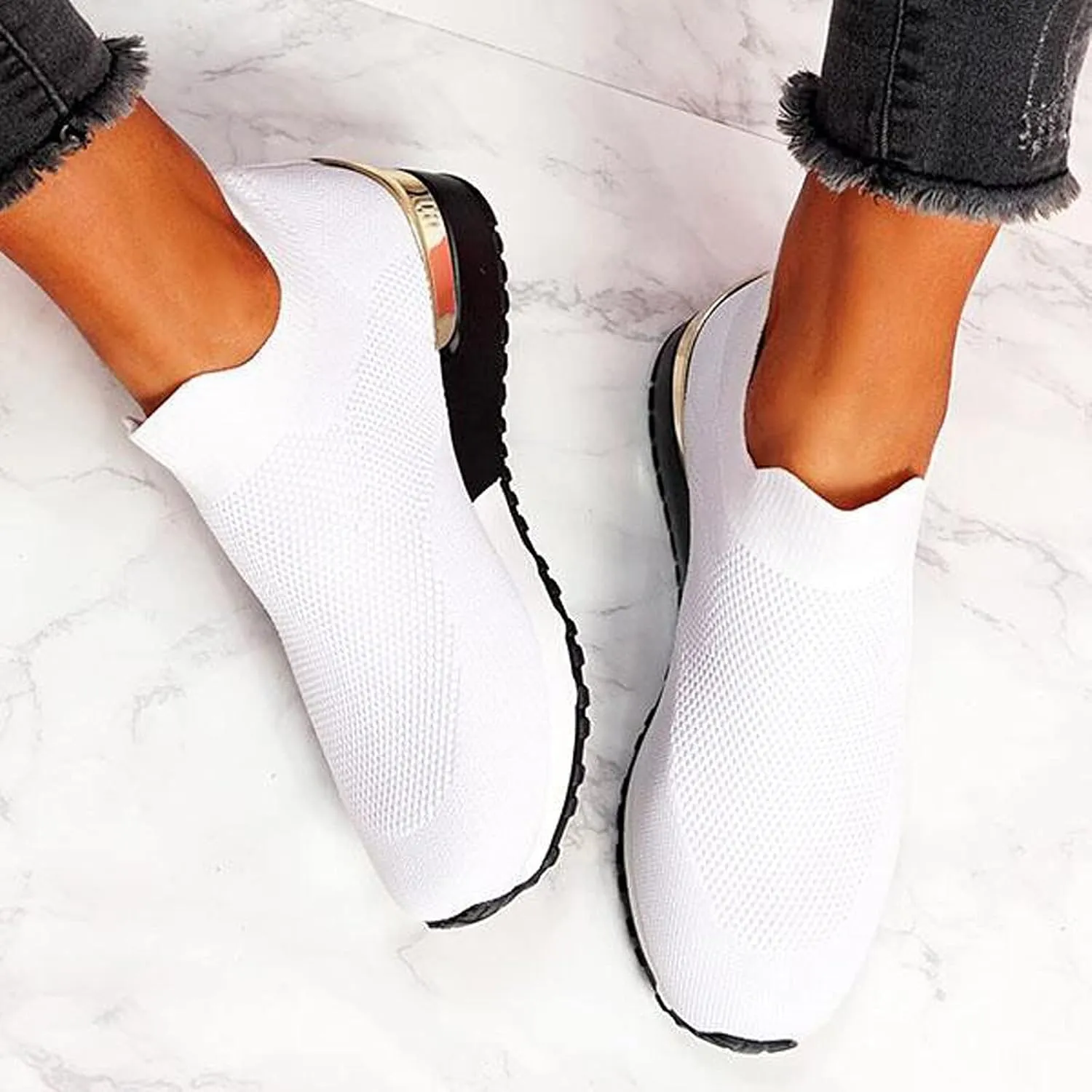 SBGMoSJ Chunky Sneakers for Women Trendy Zapato Antiderrapante para Mujer Casual Shoes for Women 2023 Trendy White Sneakers Slip Ons for Women Platform Zapatos para Embarazadas Comodos
