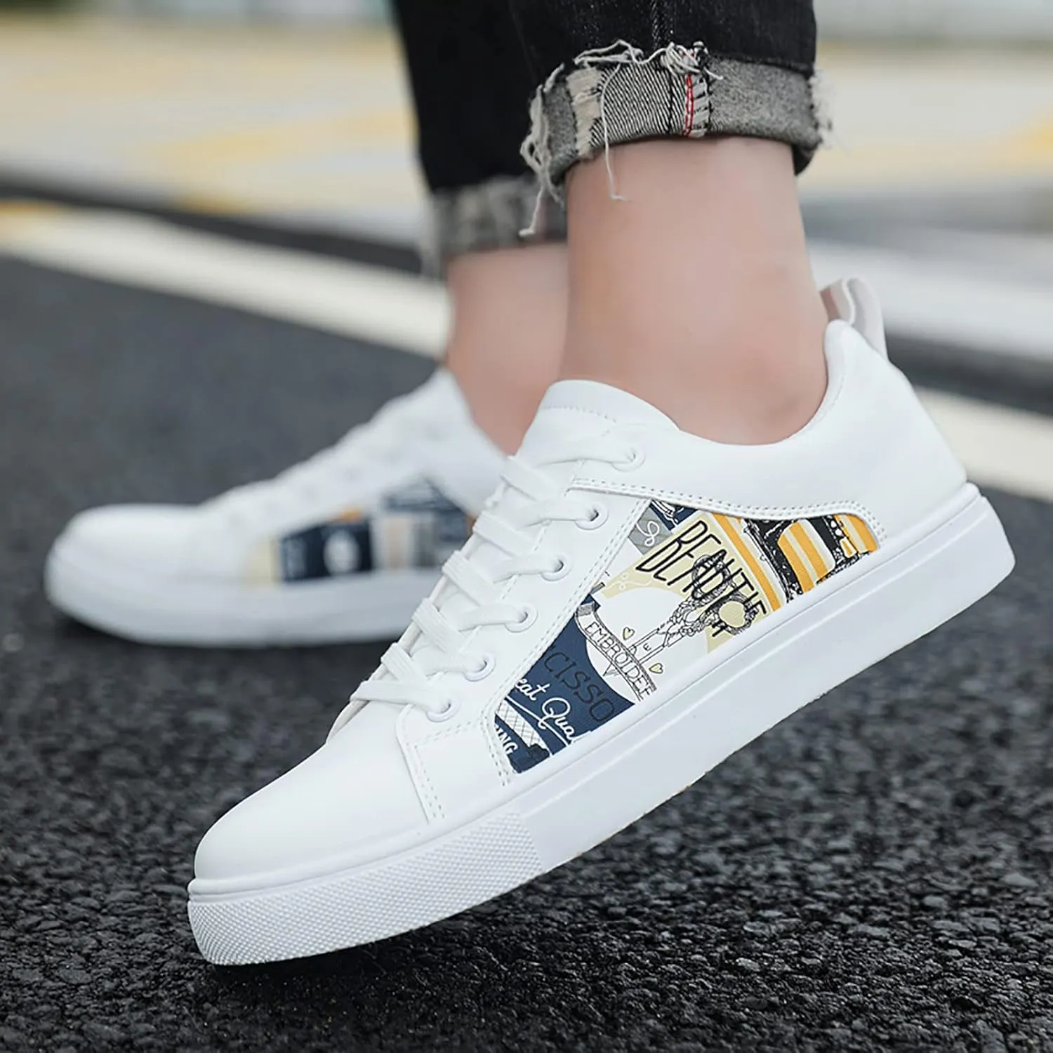 SBGMoSJ Plantar Fasciitis Shoes Women Walking Shoes Women Slip On Wide Black Shoes Women Wide Wedge Womens Black and White Running Shoes Orthopedic Wide Toe Box Sneakers for Women