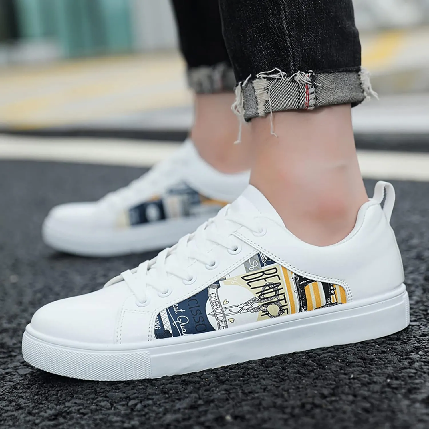 SBGMoSJ Plantar Fasciitis Shoes Women Walking Shoes Women Slip On Wide Black Shoes Women Wide Wedge Womens Black and White Running Shoes Orthopedic Wide Toe Box Sneakers for Women