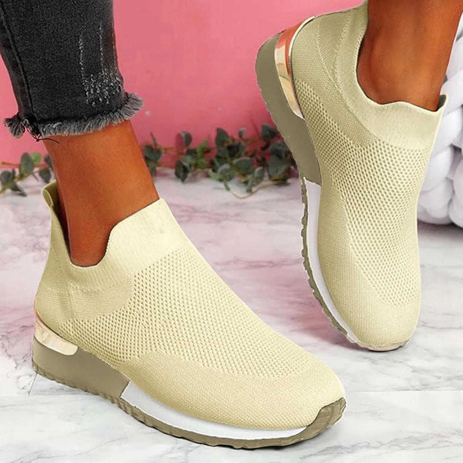SBGMoSJ Sneakers for Womens Slip On Shoes Women Wide Winter Gym Shoes Women Weightlifting Running Sneakers for Women 2023 Zapato Antiderrapante Mujer
