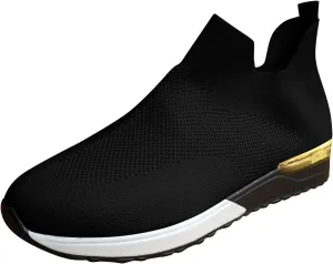 SBGMoSJ Women's Fashion Sneakers Lace-Up Woven Knit Upper Women's Wedge Fashion Sneakers Black Shoes Women Slip Ons Womens Fashion Sneakers Athletic Shoes Women Size 5.5