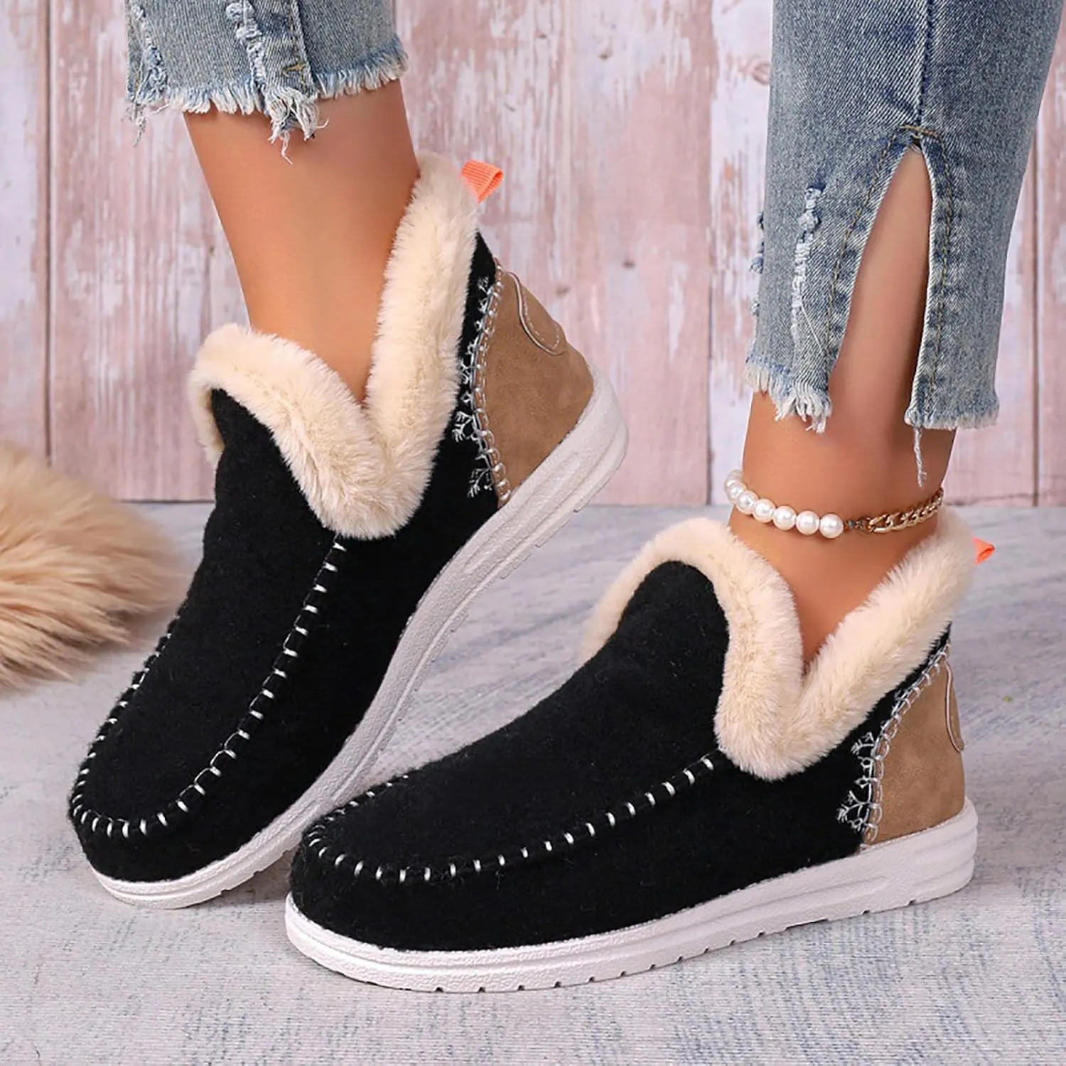 Slip On Shoes Women Sneakers for Women Clearance Women Loafers Closed Back Lightweight Breathable Women's Christmas Shoes Women's Wide Loafers