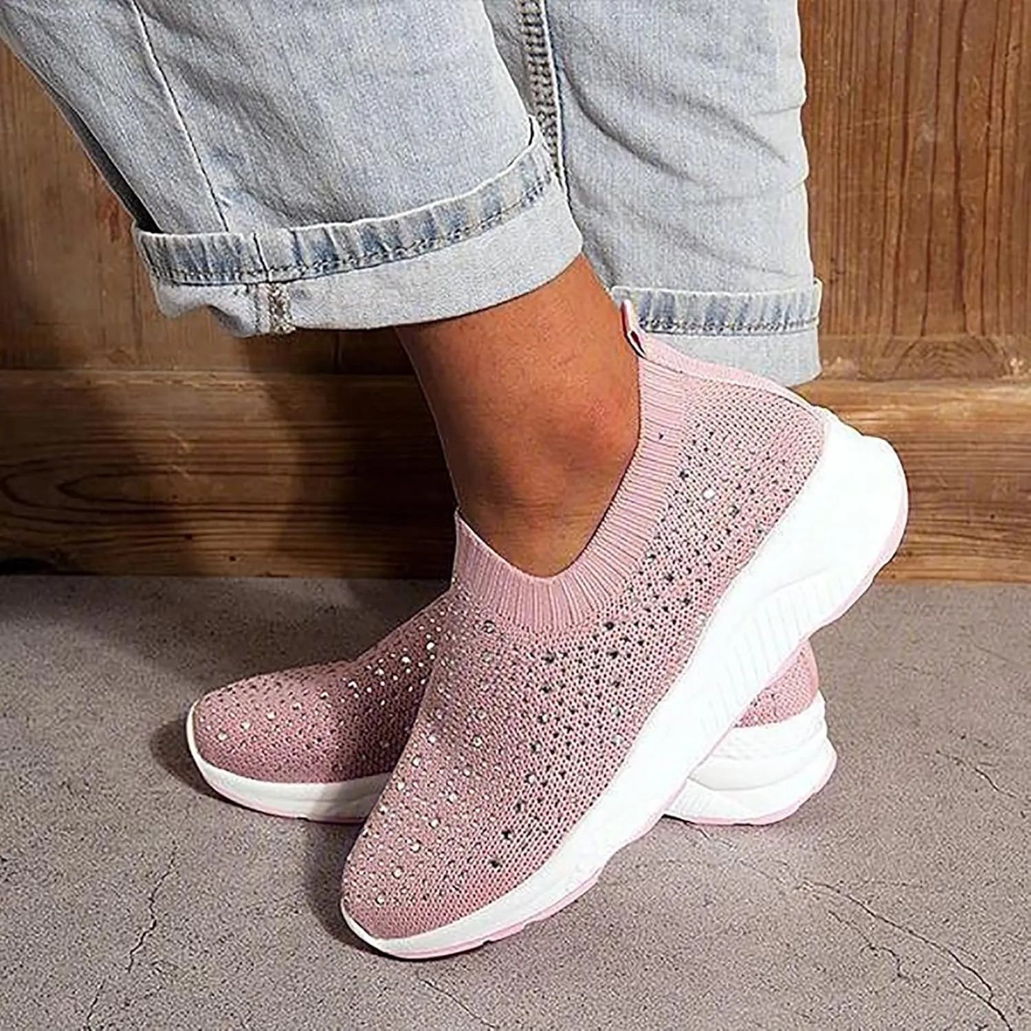 Slip On Shoes Women Wide Toe Box Walking Shoes Women Arch Support Slip On Women Casual Shoes Size 5.5 Chunky Sneakers for Women Y2K Black Athletic Shoes Women Size 5.5