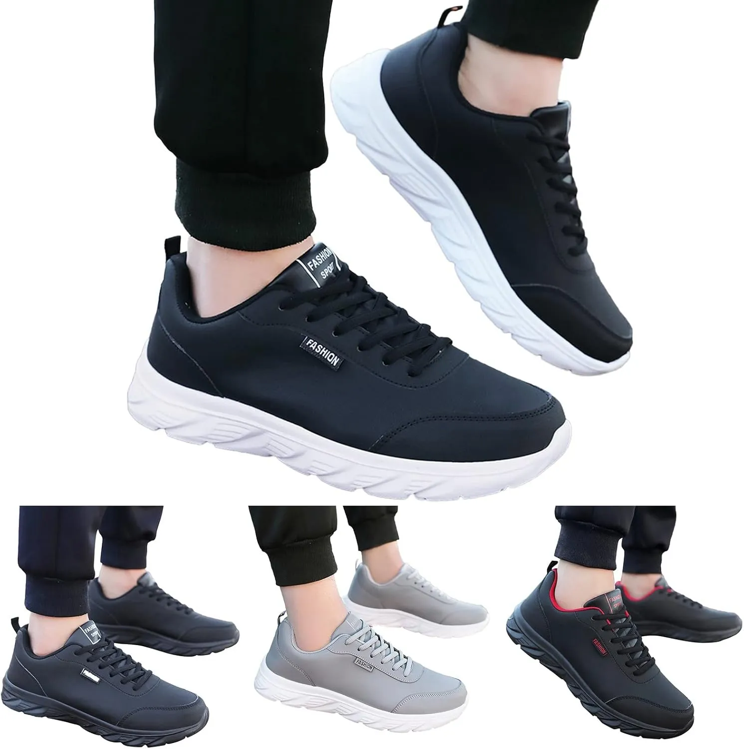 Sneakers Business Breathable Mens Shoes Large Size Casual Leather Laace Up Solid Color Casual Fashion Simple Shoes