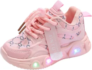 Sneakers for Girls, Girls Light Up Sneakers LED Shoes Mesh Breathable Shoes Lace Up Soft Sole Kid Athletic Shoes for Girls