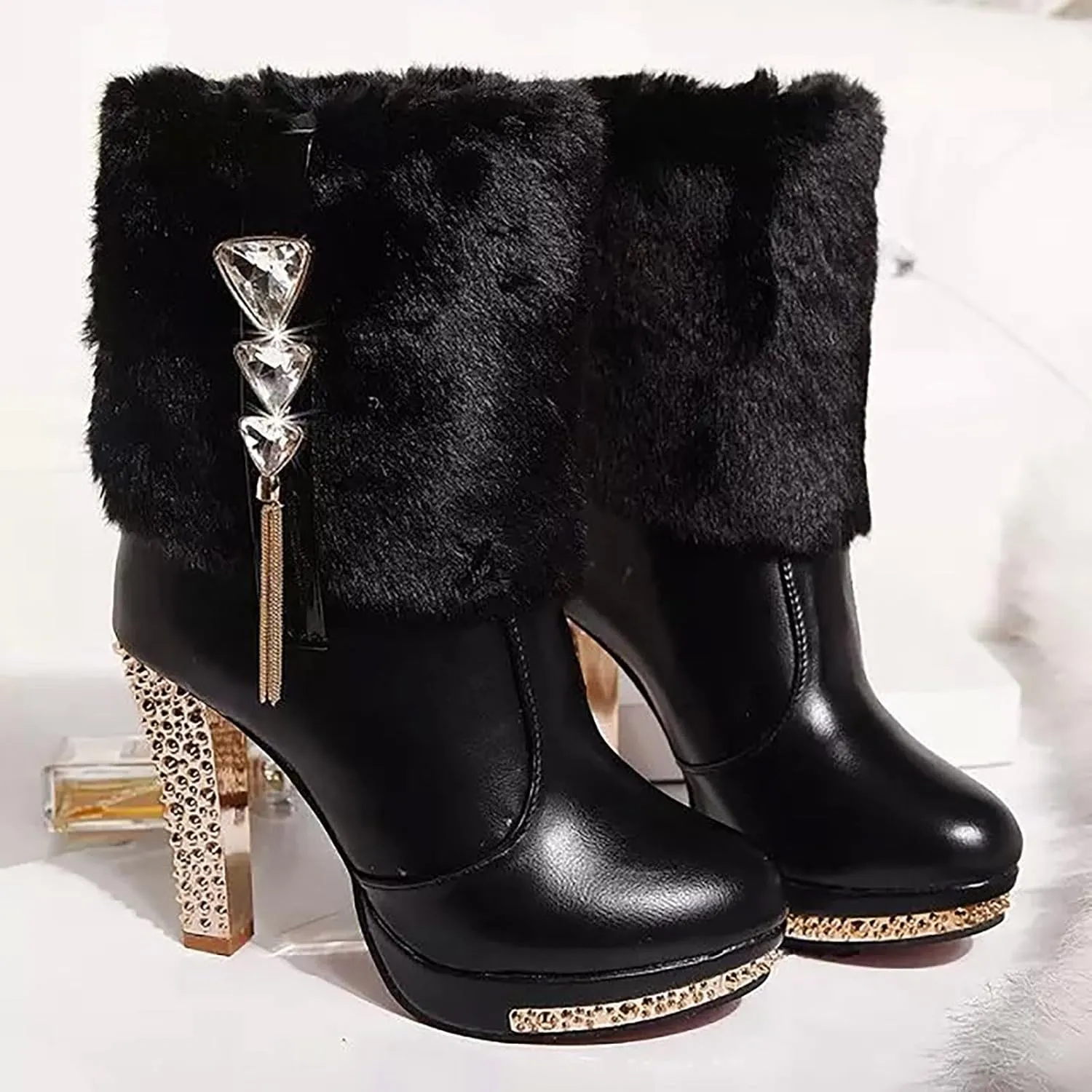 Snow Boots for Women Waterproof Ladies Fur Lined Boots Snow Boots Womens Winter Ankle Boots Ladies Womens Fleece Lined Snow Boot Steel Toe Shoes for Men Men Winter Booties