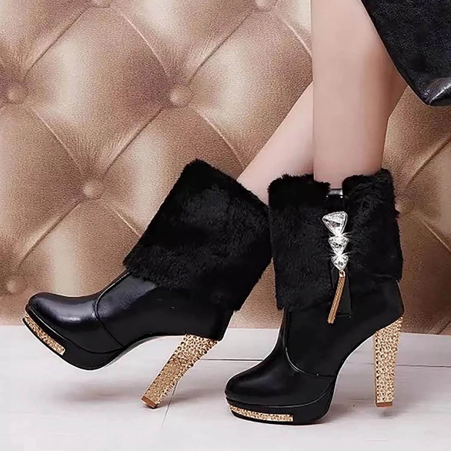 Snow Boots for Women Waterproof Ladies Fur Lined Boots Snow Boots Womens Winter Ankle Boots Ladies Womens Fleece Lined Snow Boot Steel Toe Shoes for Men Men Winter Booties