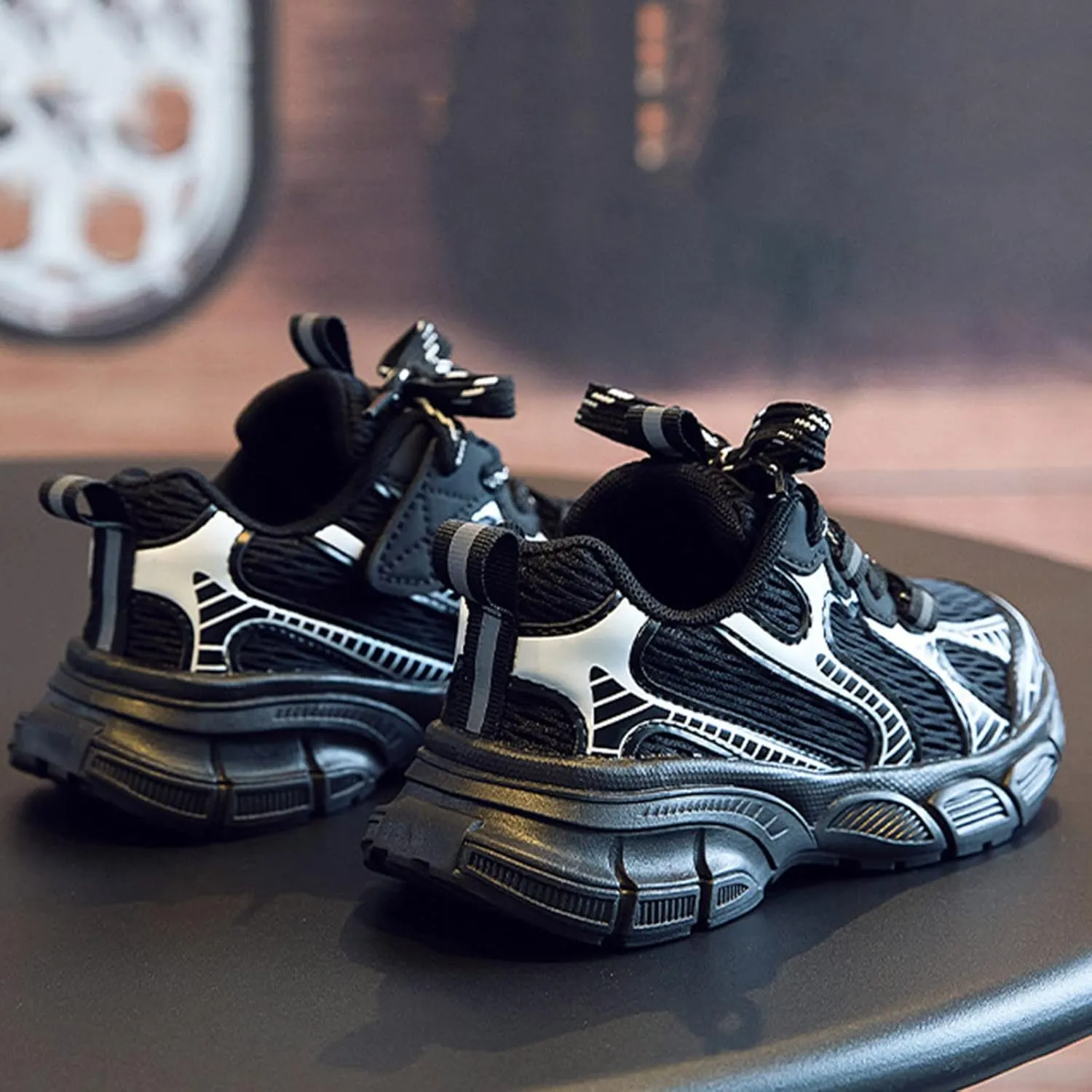 Summer Fashionable Sports Shoes Thick Soled Bottom Non Slip Mesh Breathable Lace Adjustable Kids Dress Shoes