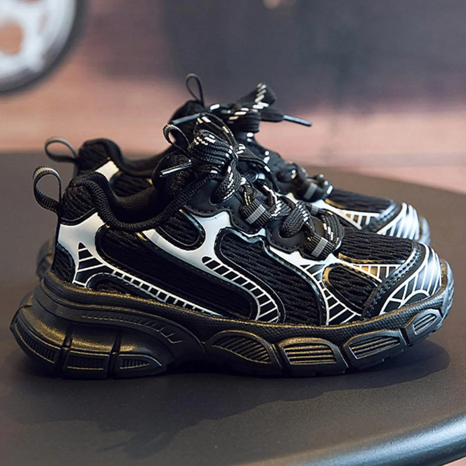 Summer Fashionable Sports Shoes Thick Soled Bottom Non Slip Mesh Breathable Lace Adjustable Kids Dress Shoes