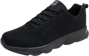 Tennis Shoes Womens Lightweight Comfortable Lace up Womens Running Shoes Breathable Men's Casual Shoes Black Sneakers Steel Toe Tennis Shoe Cross Trainer Shoe