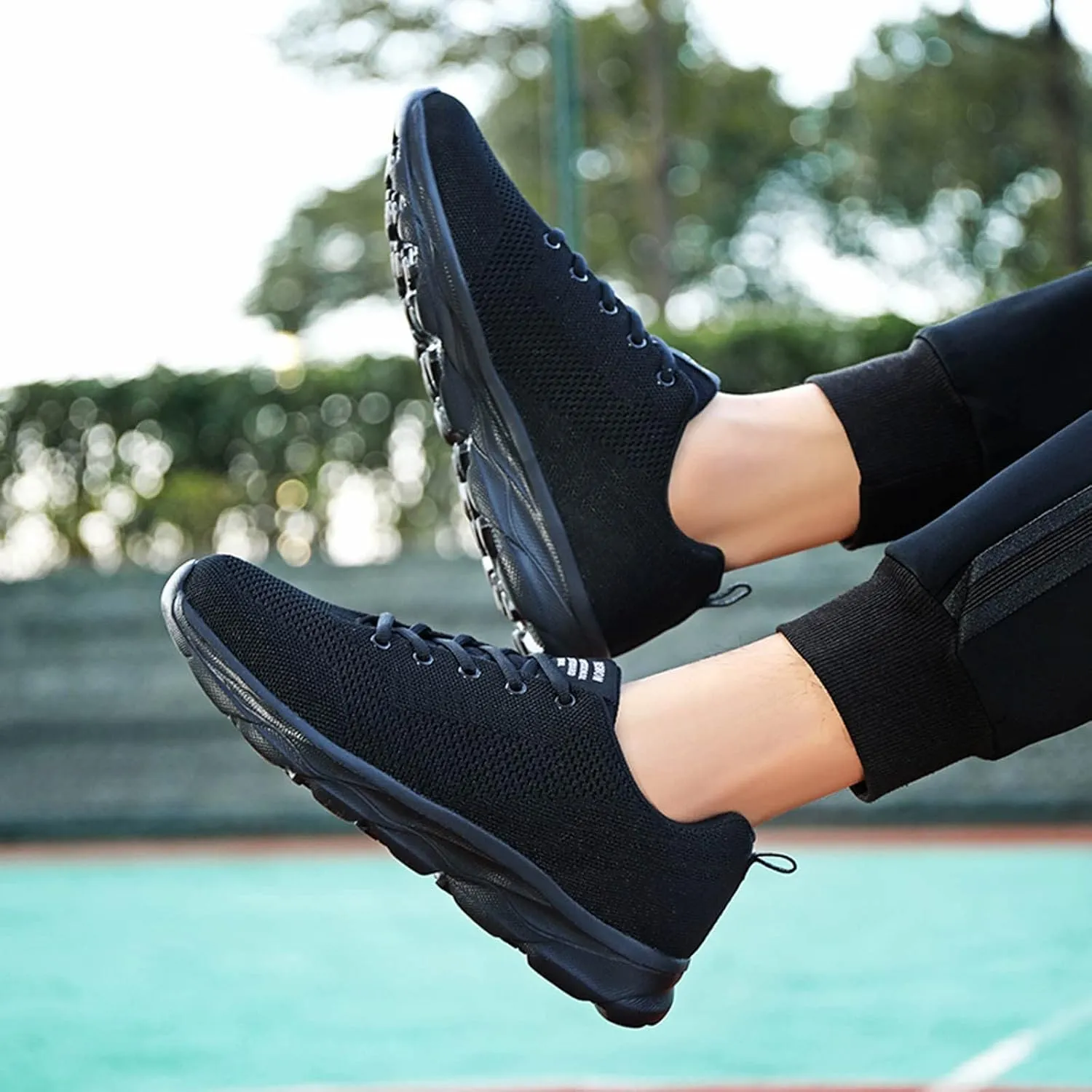 Tennis Shoes Womens Lightweight Comfortable Lace up Womens Running Shoes Breathable Men's Casual Shoes Black Sneakers Steel Toe Tennis Shoe Cross Trainer Shoe
