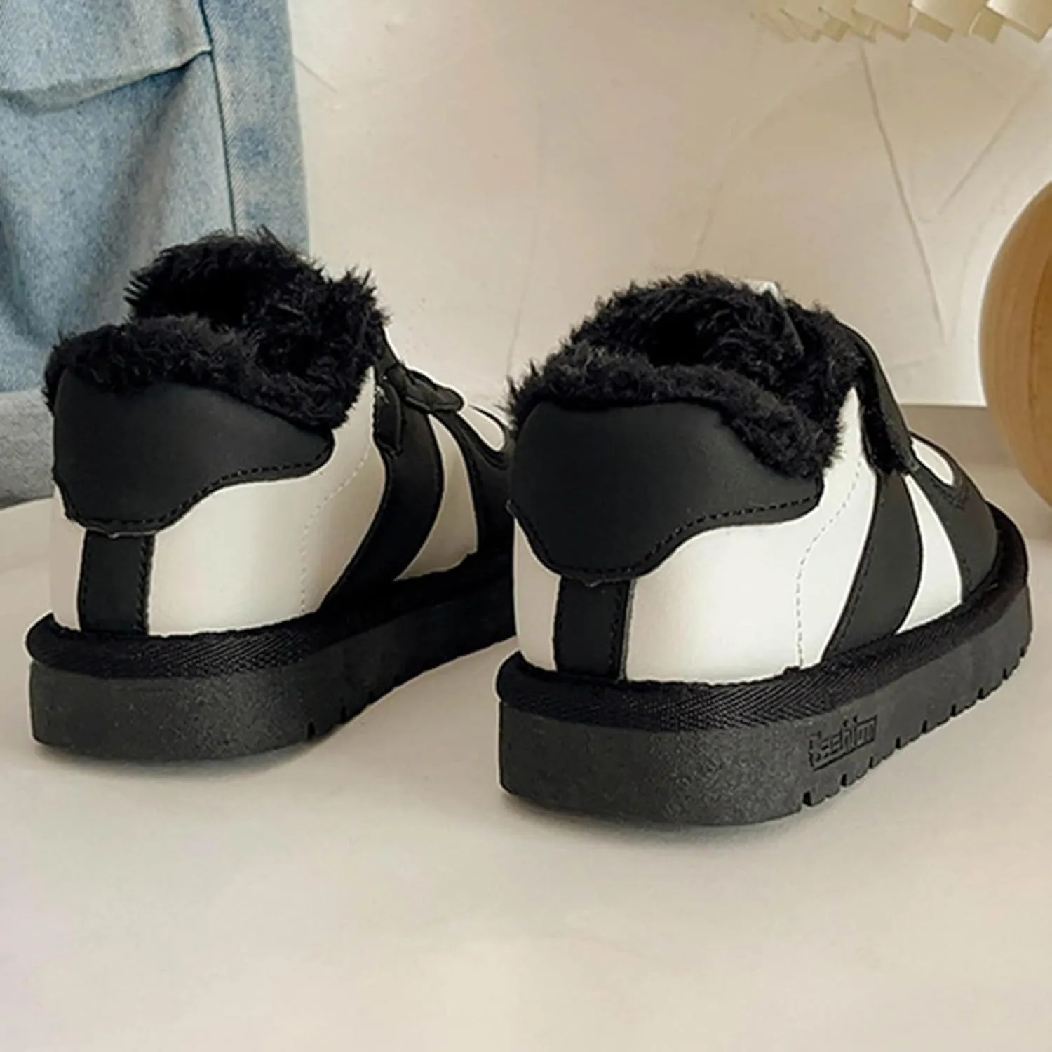 Toddler Snow Boots Boys Girl Faux Fur Lining Anti-Slip Ankle Winter Boots Winter Boots Cold Weather Kids Warm Shoes