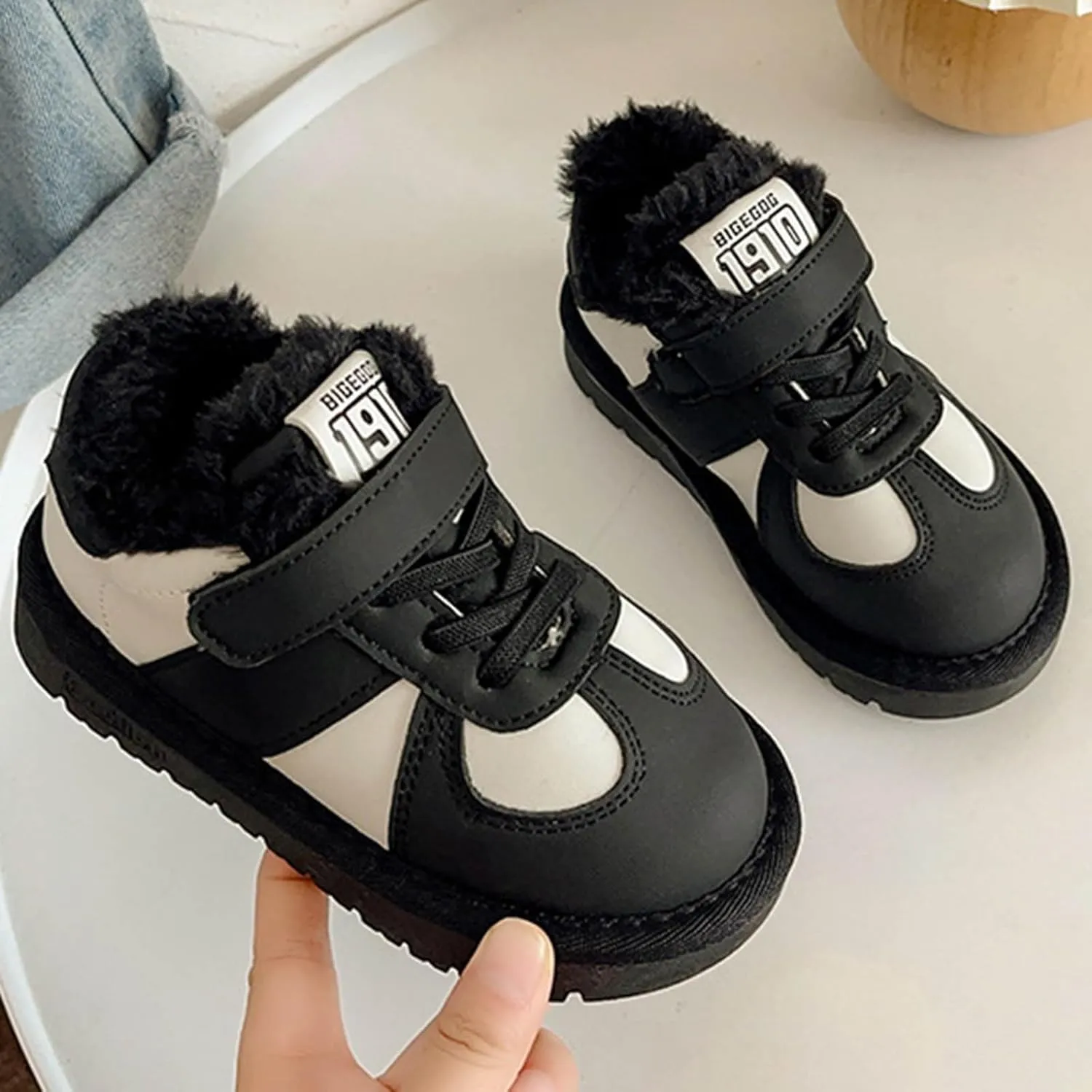 Toddler Snow Boots Boys Girl Faux Fur Lining Anti-Slip Ankle Winter Boots Winter Boots Cold Weather Kids Warm Shoes