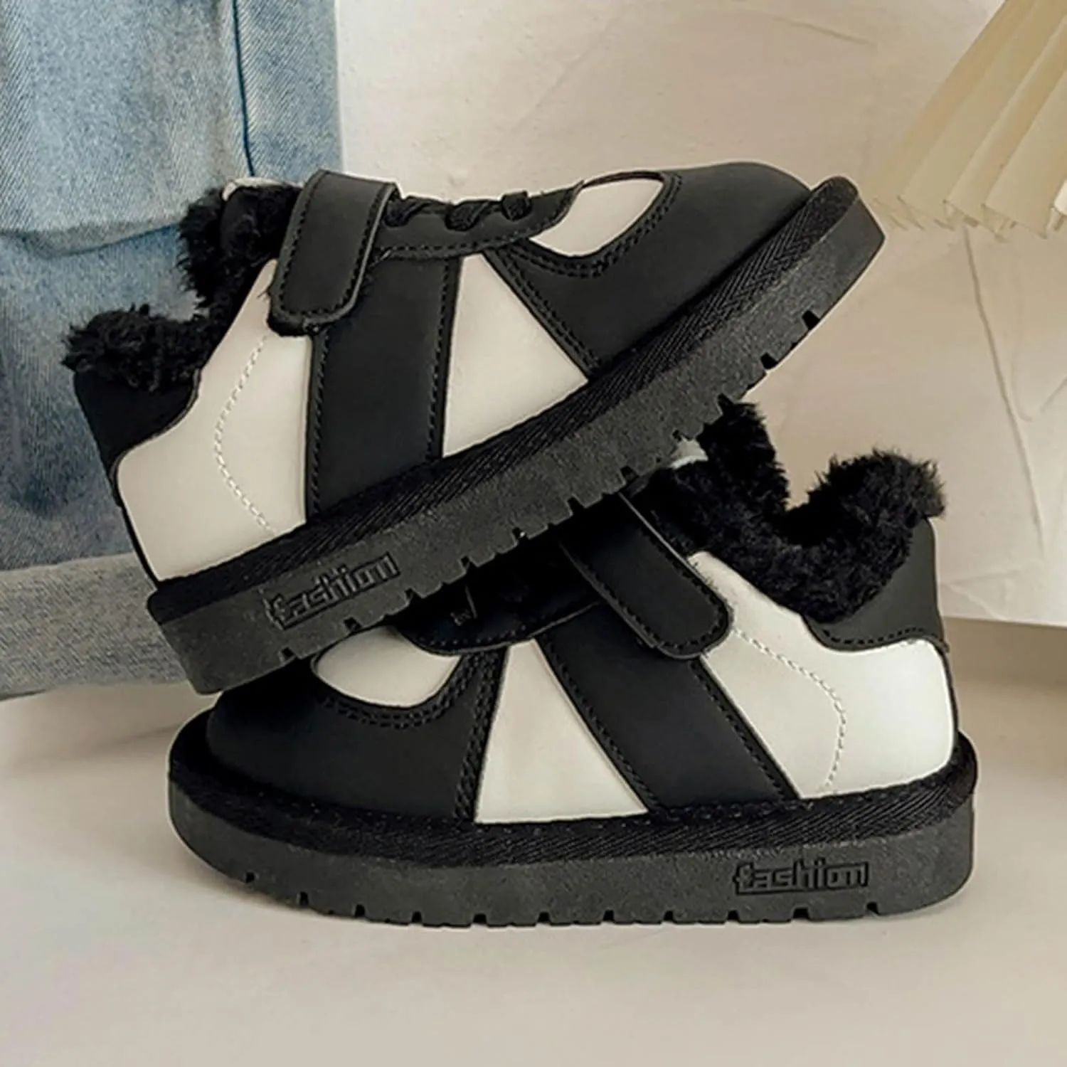 Toddler Snow Boots Boys Girl Faux Fur Lining Anti-Slip Ankle Winter Boots Winter Boots Cold Weather Kids Warm Shoes