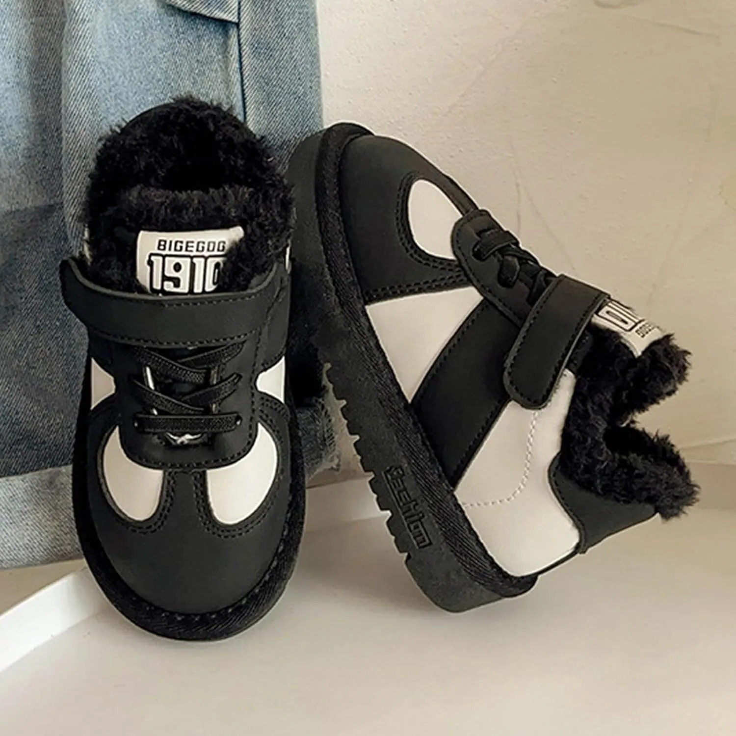 Toddler Snow Boots Boys Girl Faux Fur Lining Anti-Slip Ankle Winter Boots Winter Boots Cold Weather Kids Warm Shoes