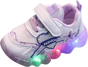 Toddler/Little Kid Sneakers for Boys Girls Light Up Drawstring Lightweight Breathable Athletic Running Tennis Shoes