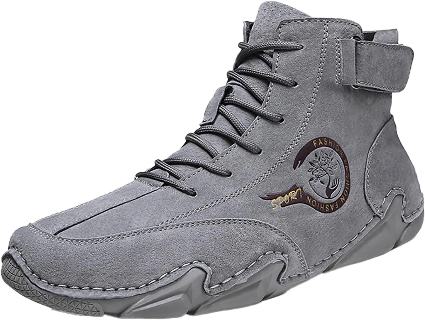 Versatile & Casual Sneaker New Winter Men's Padded Leather Korean High Top Hook Loop Short Boots Sport Shoes