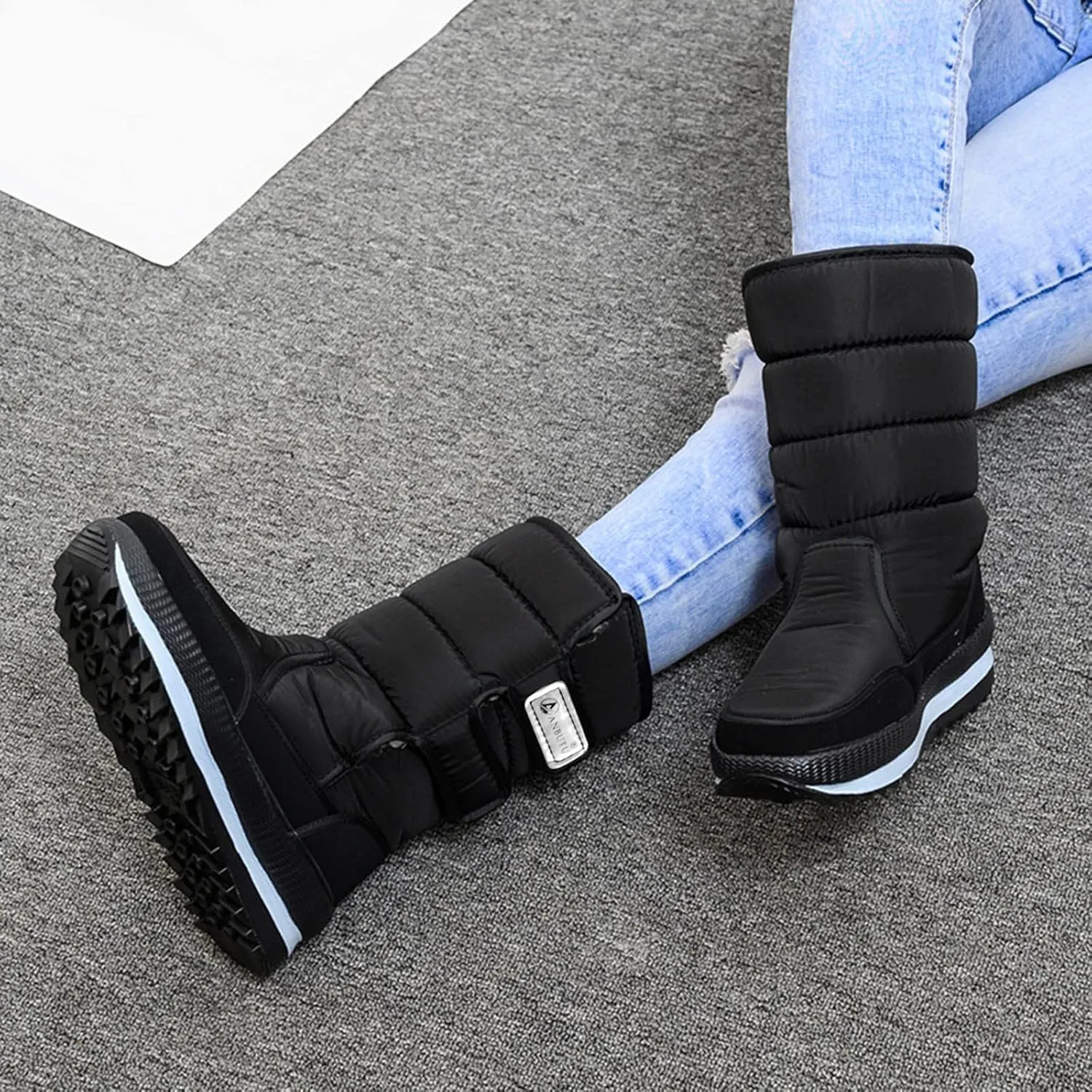 Water Proof Snow Boots for Men Thickened Warm Fleece Boots Thick Bottom Mid Calf Winter Non Slip Shoes Did