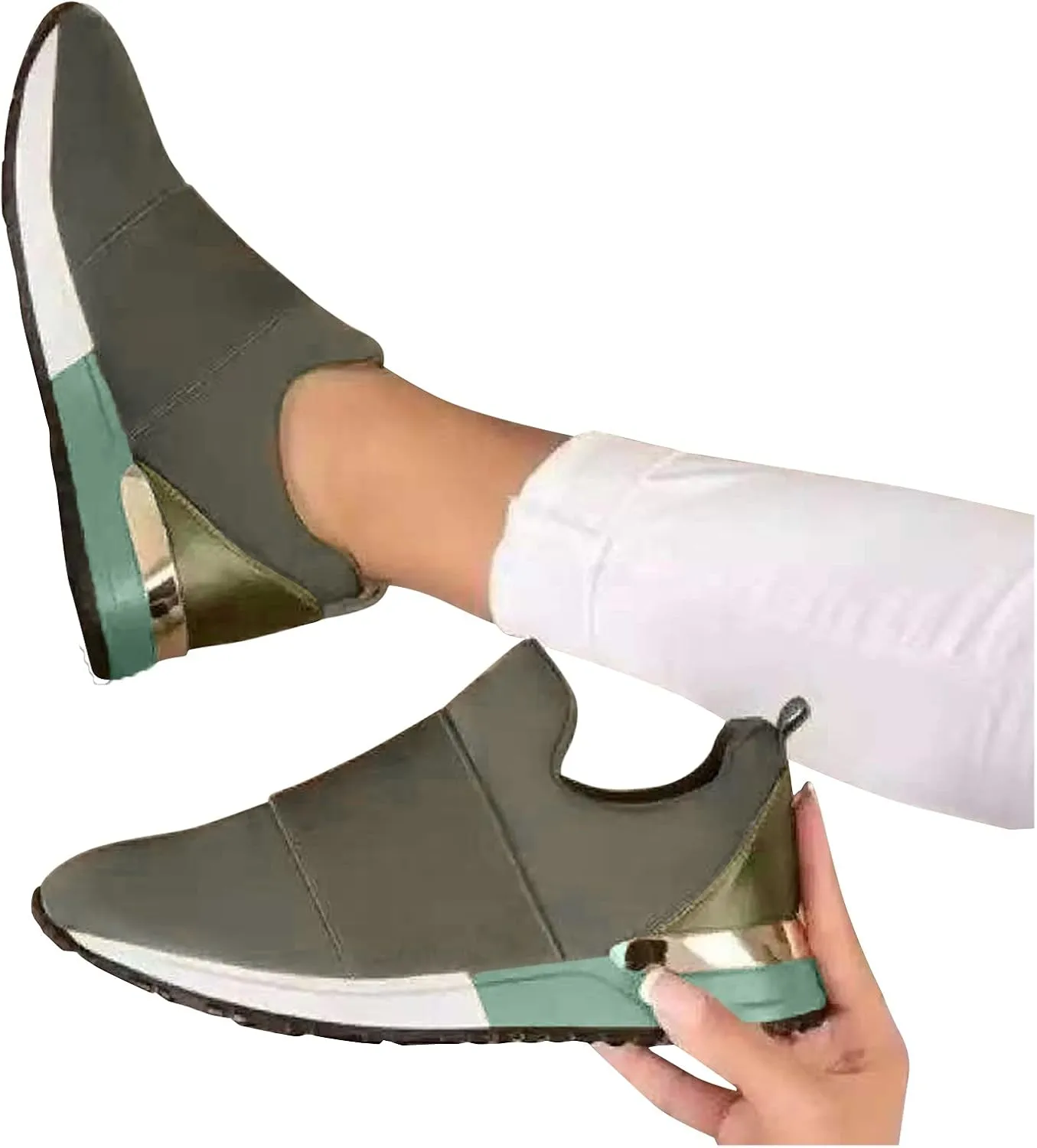 Wedge Fashion Sneakers for Women 2023 Black Slip On Tennis Shoes with Black Soles Nurse Shoes Wide Width for Women Womens Sneakers Black Sole Walking Shoes for Women with Arch Support and Comfort