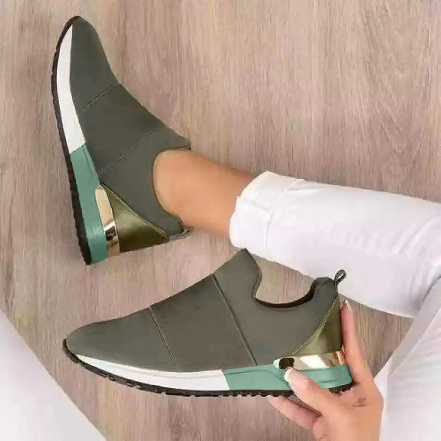 Wedge Fashion Sneakers for Women 2023 Black Slip On Tennis Shoes with Black Soles Nurse Shoes Wide Width for Women Womens Sneakers Black Sole Walking Shoes for Women with Arch Support and Comfort