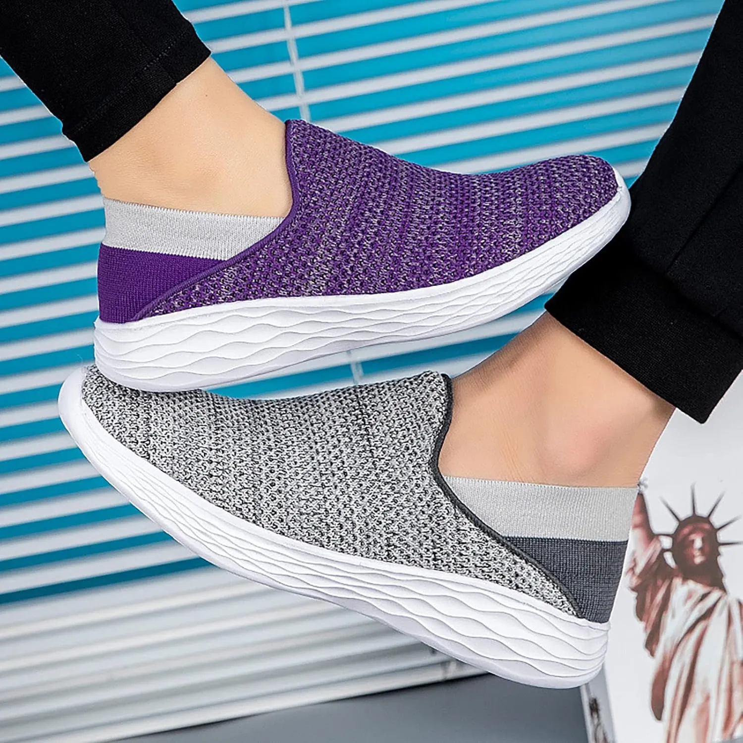White Women Loafers Business Casual Sneakers Zapatos para El Gym De Mujer Women's Tennis Shoes 7.5 Wide Women's Running Shoes Breathable Walking Sneakers Comfy Shoes for Women