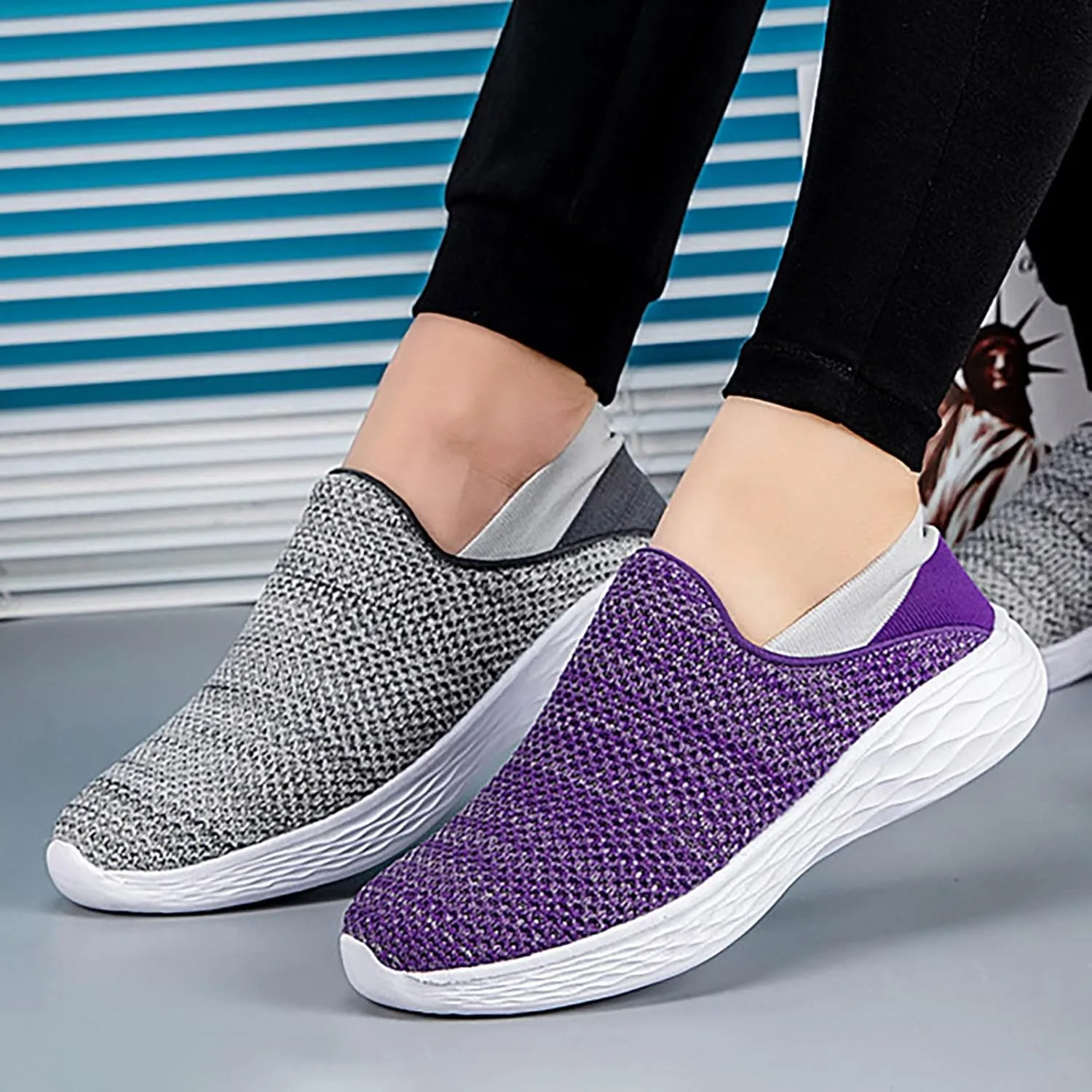 White Women Loafers Business Casual Sneakers Zapatos para El Gym De Mujer Women's Tennis Shoes 7.5 Wide Women's Running Shoes Breathable Walking Sneakers Comfy Shoes for Women