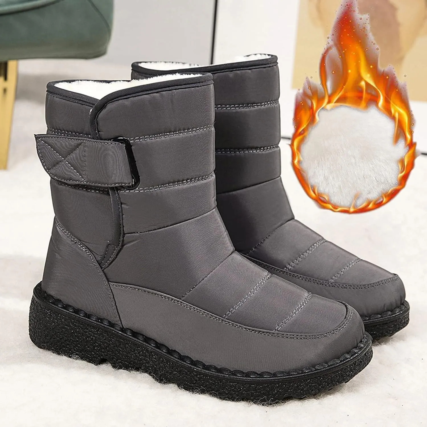 Winter Boots for Women Wide Adults Lined Snow Boots Women Winter Snow Boots Warm Fur Lined Women's Slip On Boot Winter Womens Fall Shoes Men Winter Booties