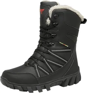 Winter Cotton Boots for Men Outdoor High Top Hiking Boots Thick Plush Non Slip Water Proof Insulated Snow Boots
