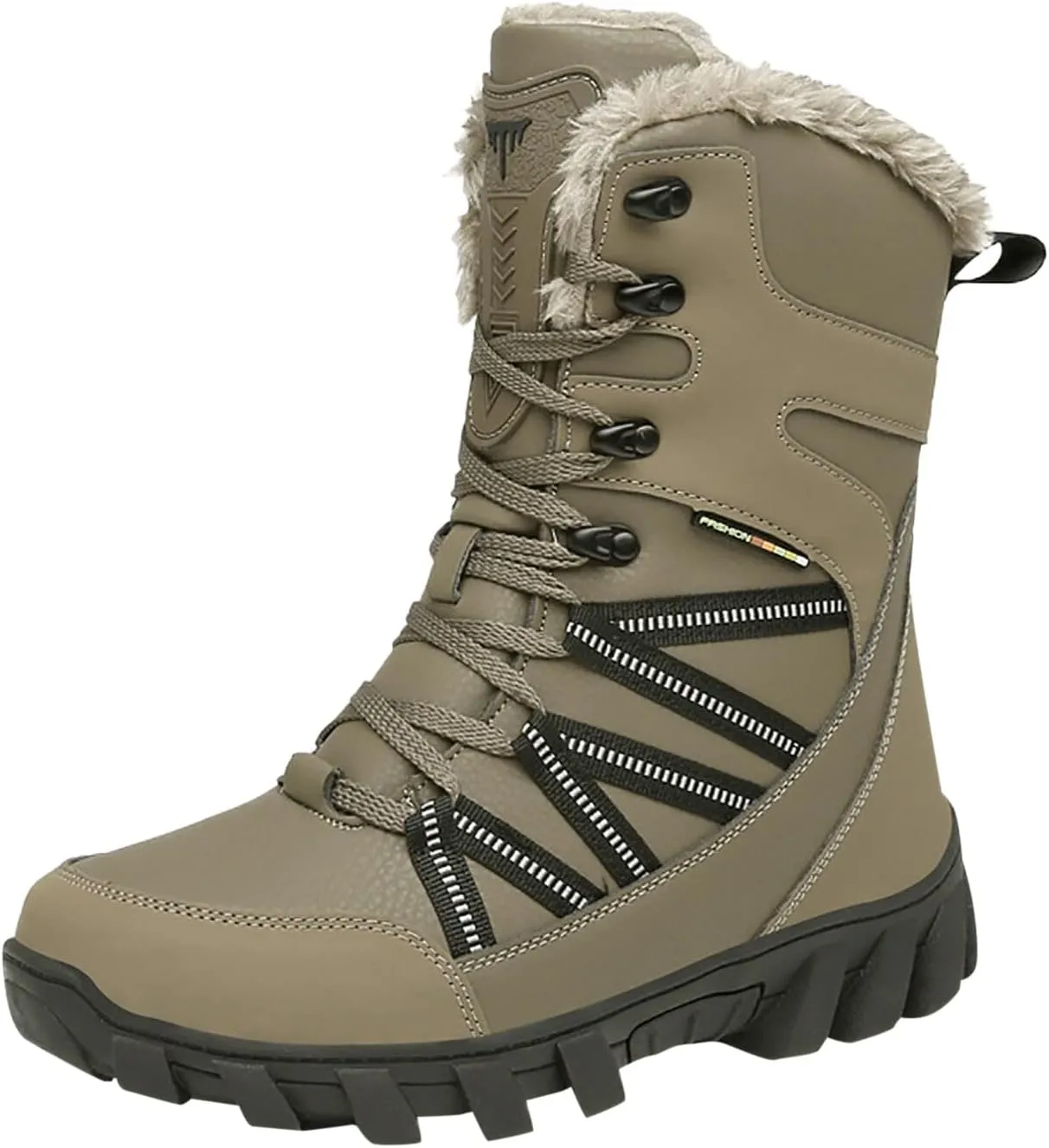 Winter Cotton Boots for Men Outdoor High Top Hiking Boots Thick Plush Non Slip Water Proof Insulated Snow Boots