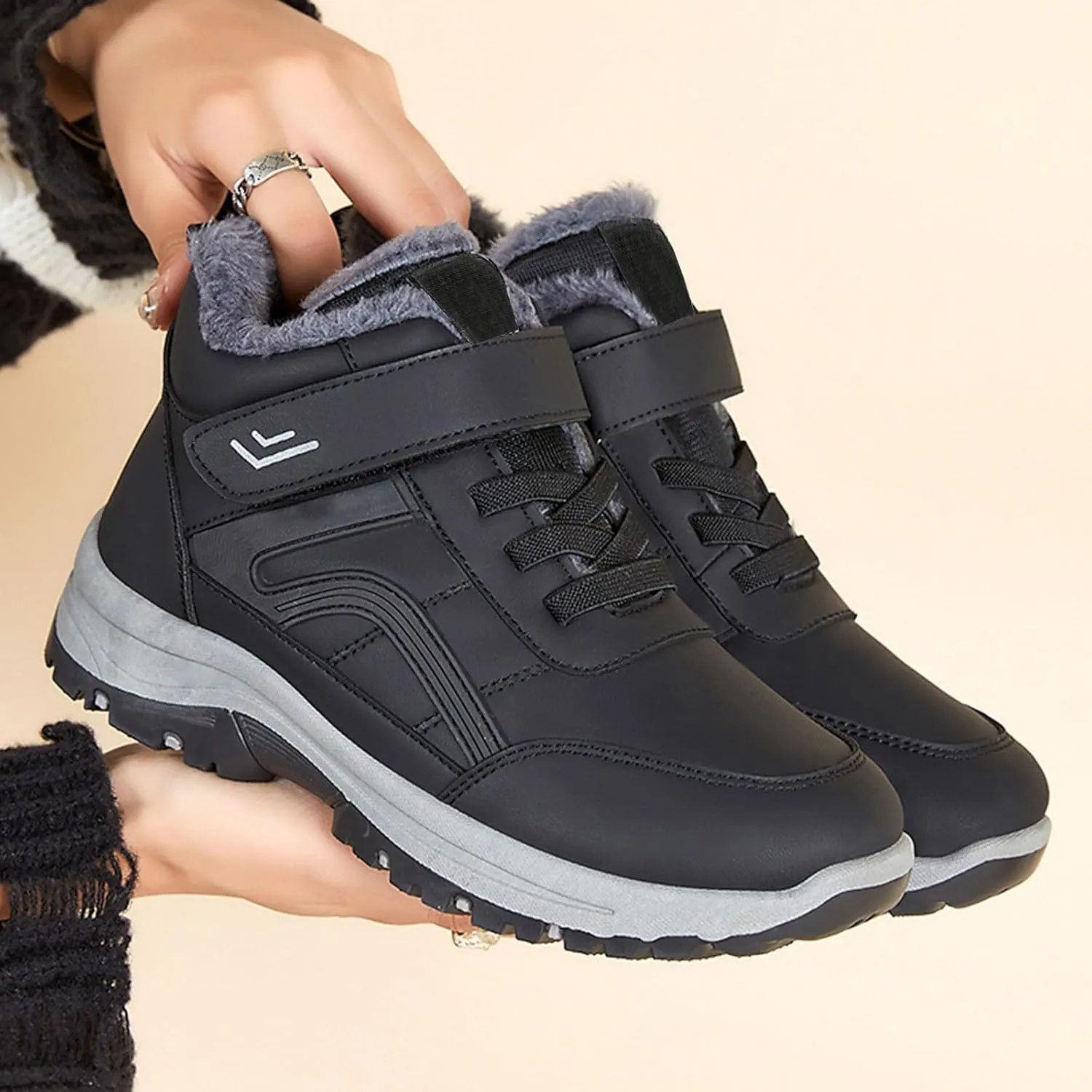 Women Boots Winter Black Short Slip On Boots Ladies Snow Boots for Women Winter Warm Fur Lined Womens Fur Lined Slip On Boot Cowboy Boots for Women Men Winter Booties