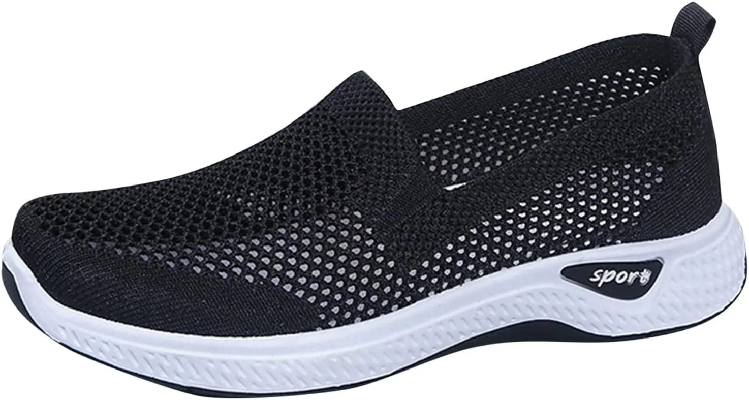 Women Casual Slip On Sneakers Lightweight Walking Shoes Comfortable Canvas Flats Non Slip Breathable Loafers