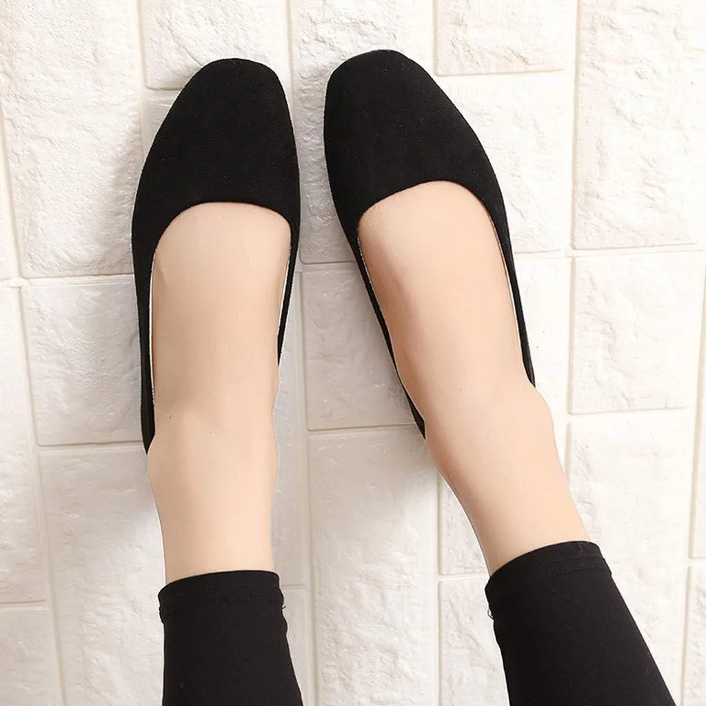 Women Girls Solid Big Size Slip On Flat Shallow Comfort Casual Single Shoes Women Shoes Casual Low Heel