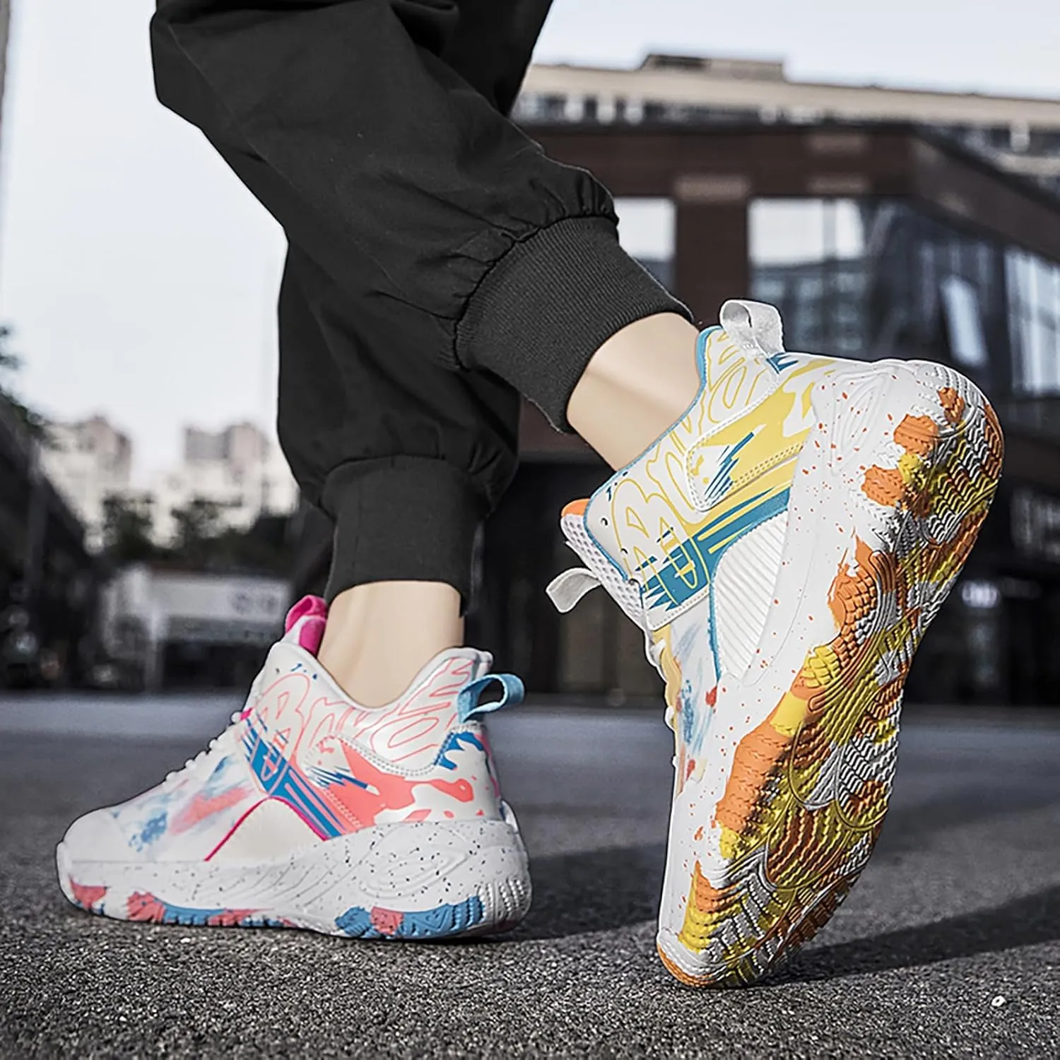 Women Men Basketball Shoes Fashion Running Sneakers Colorful Painting High Rebound Non-Slip Sport Shoes